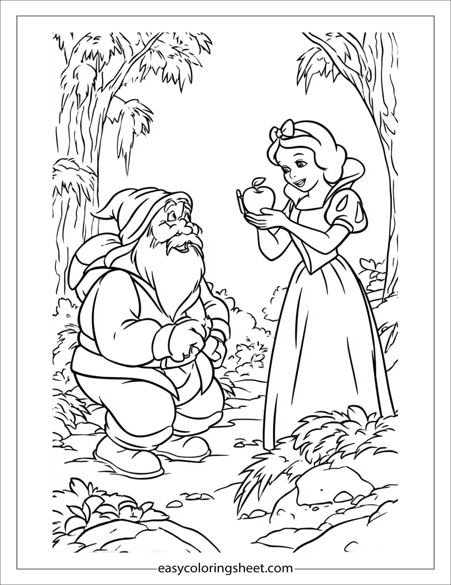 Snow White offering apple