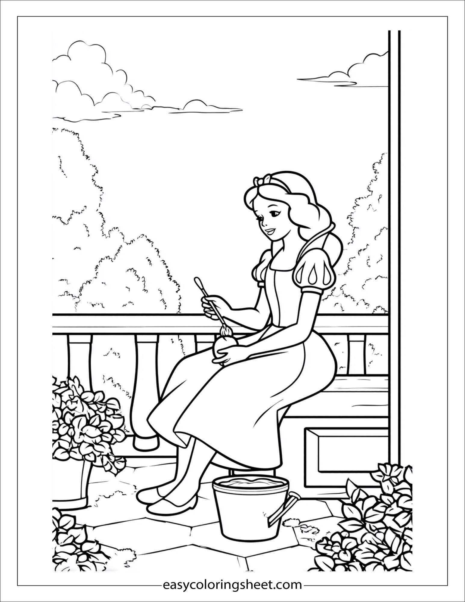 Snow White painting flower pot