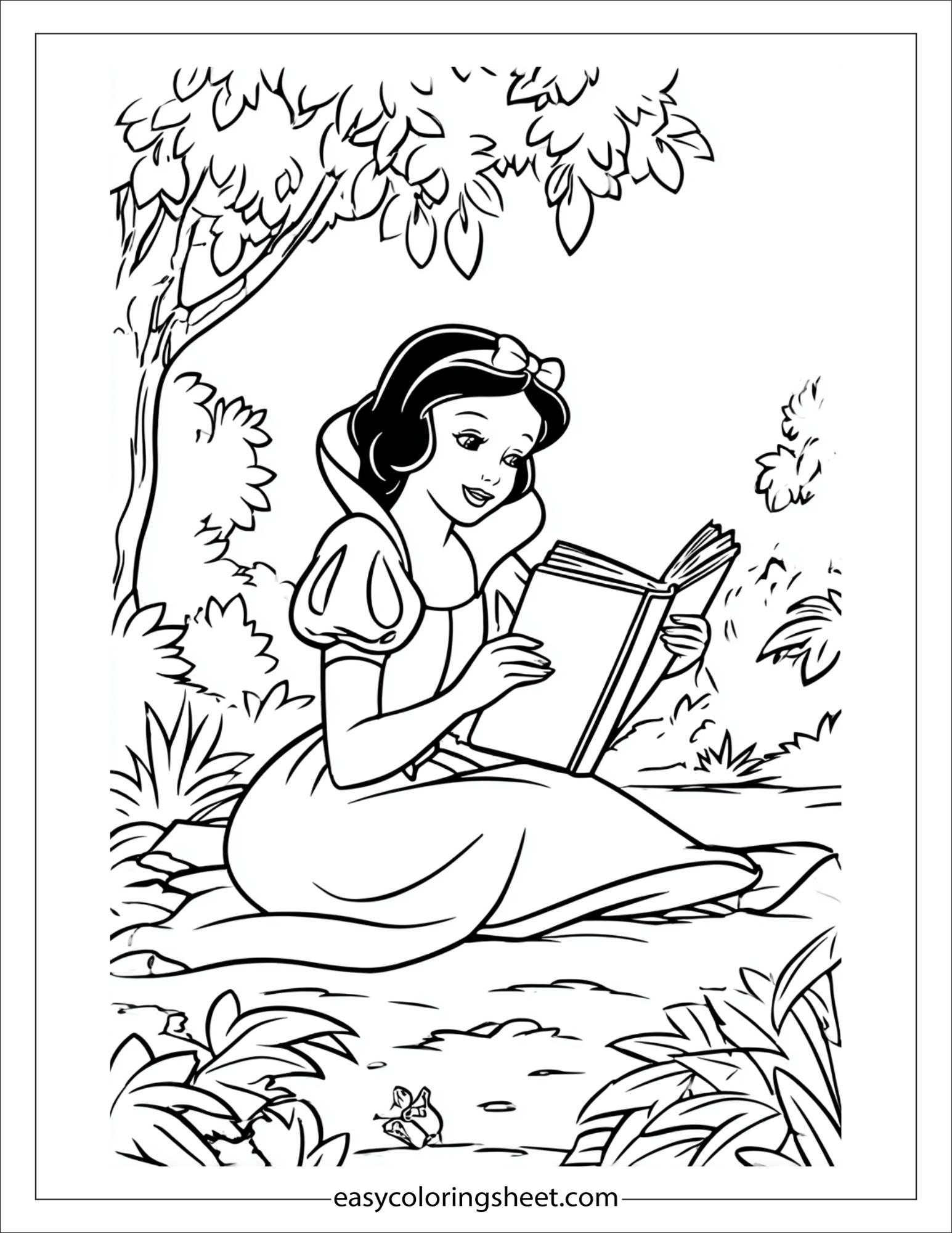 Snow White reading a storybook
