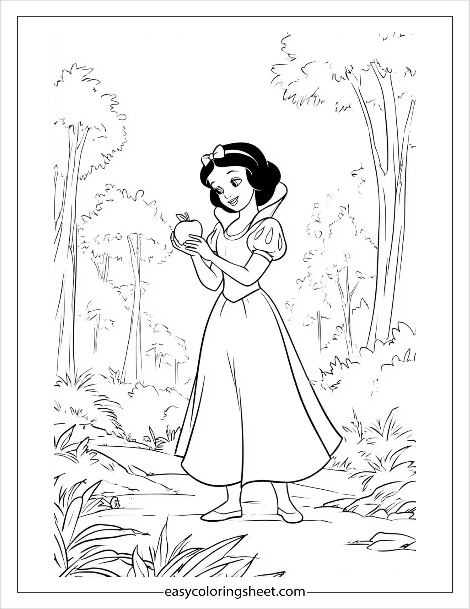 Snow White smiling with apple