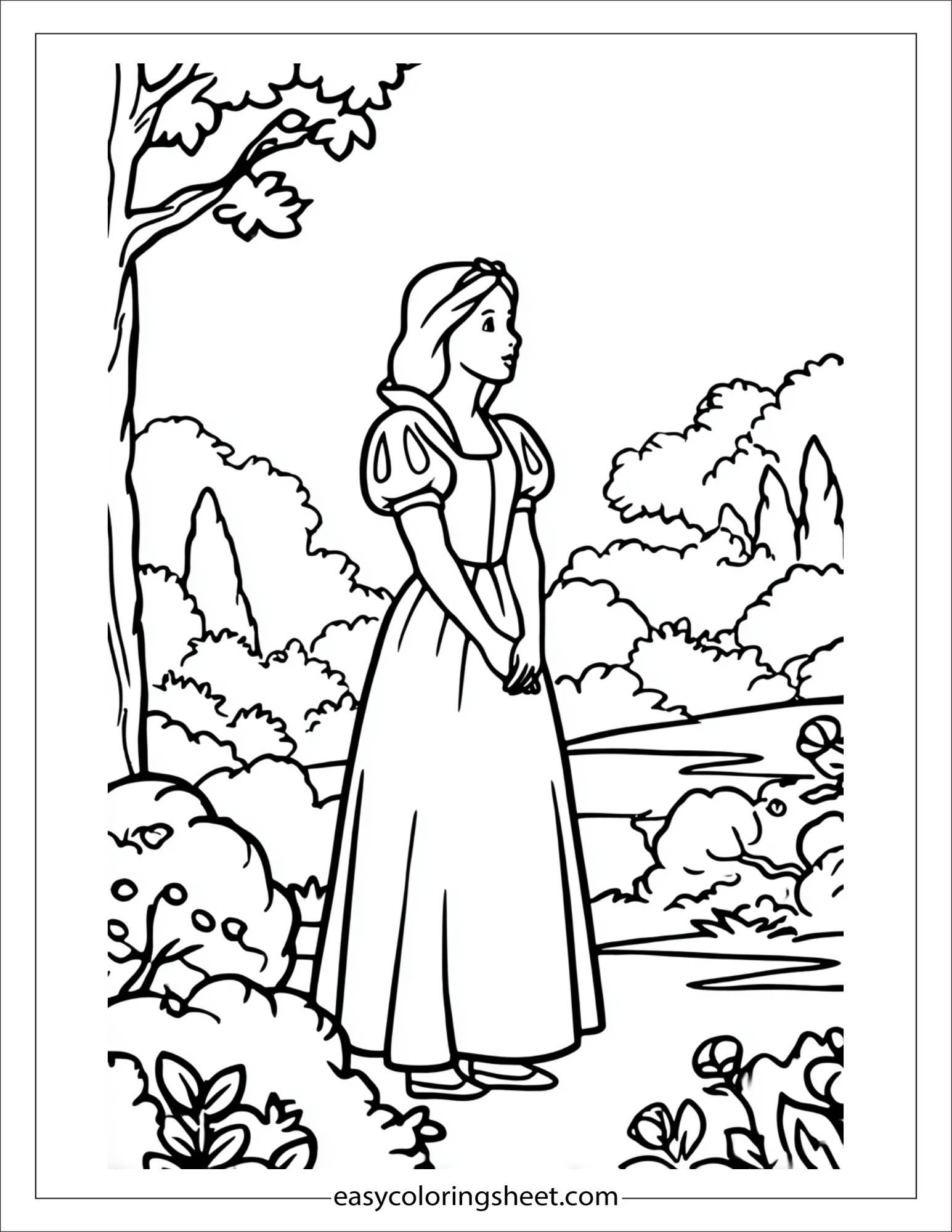 Snow White standing with grace