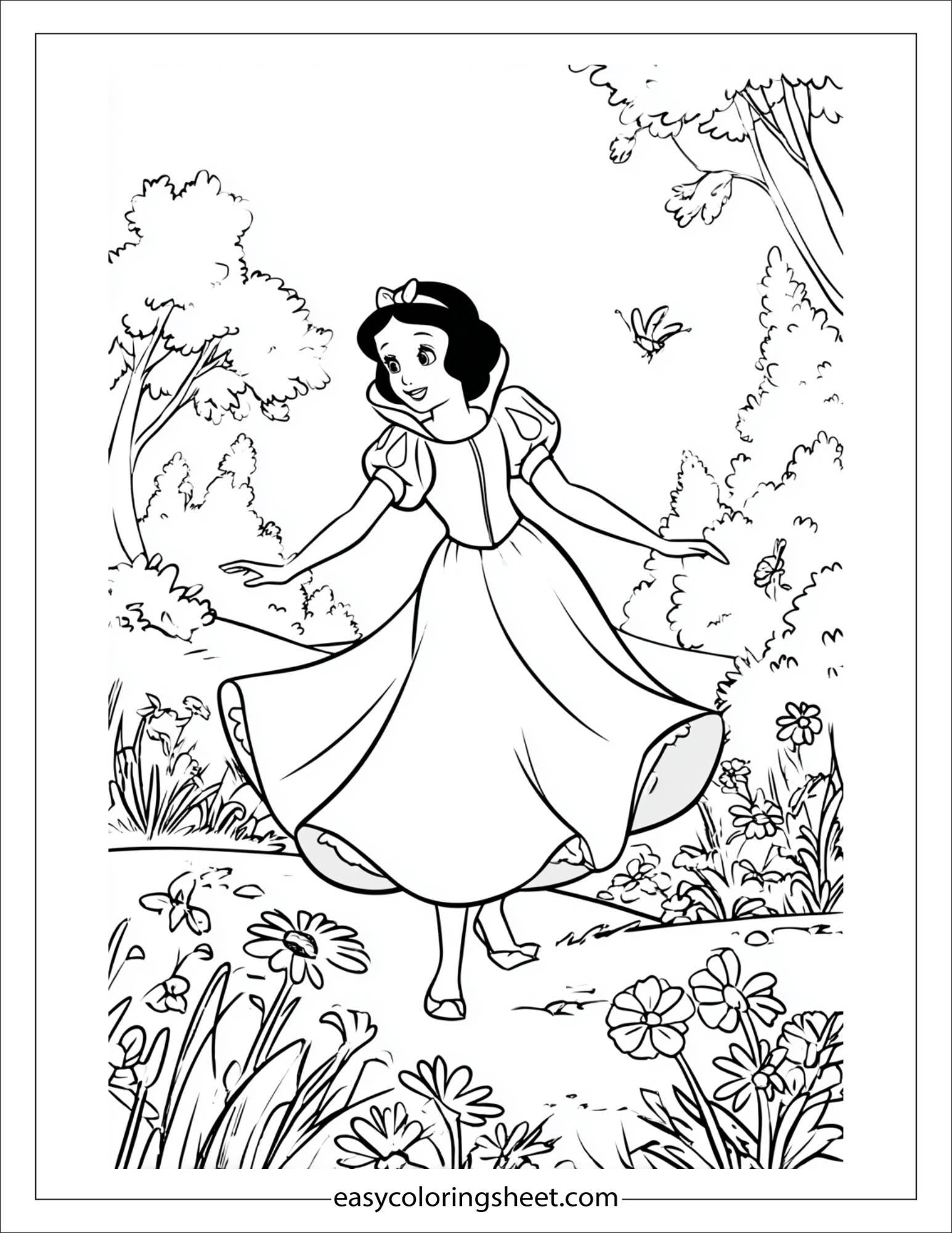 Snow White twirling happily