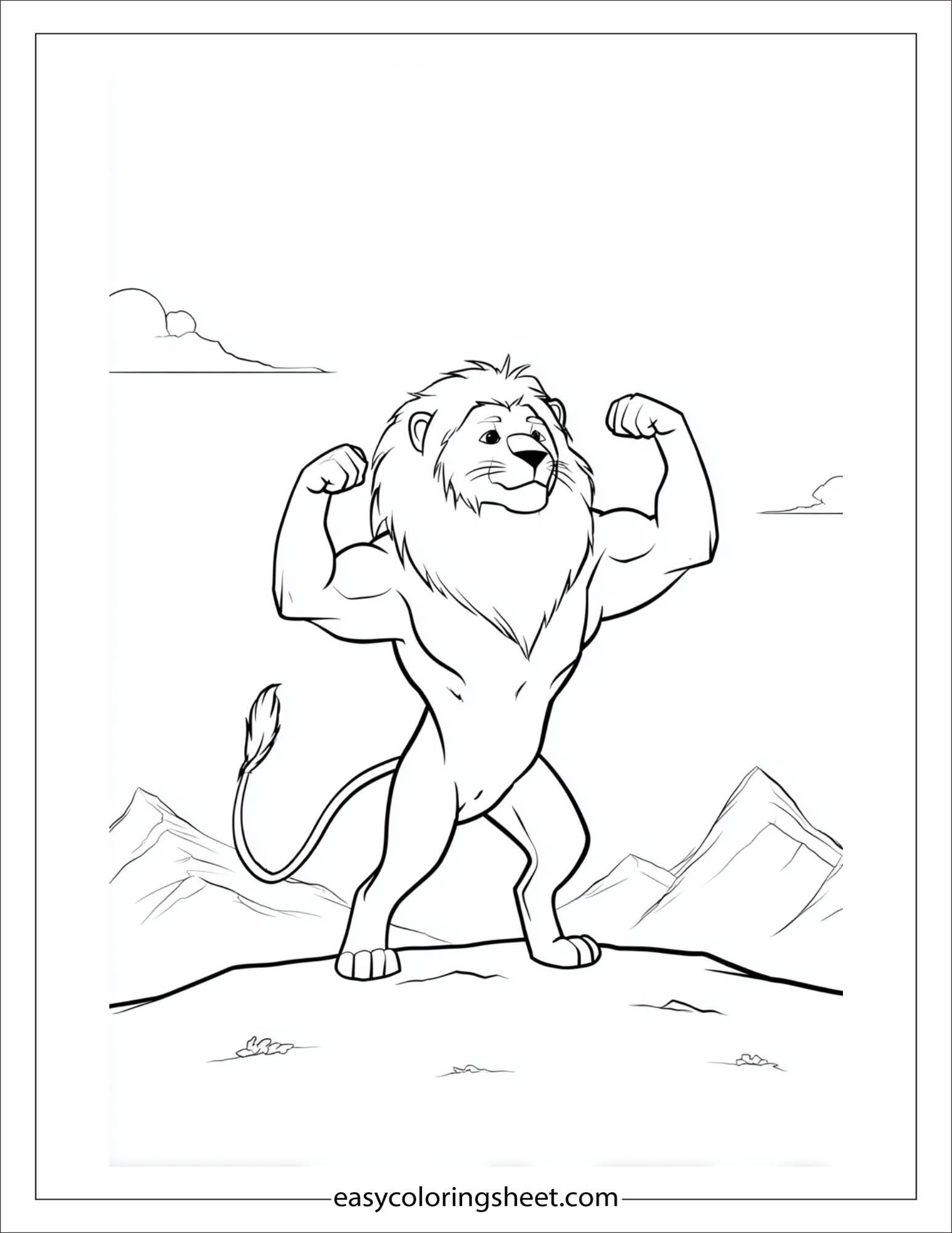 The Brave Lion flexing muscles