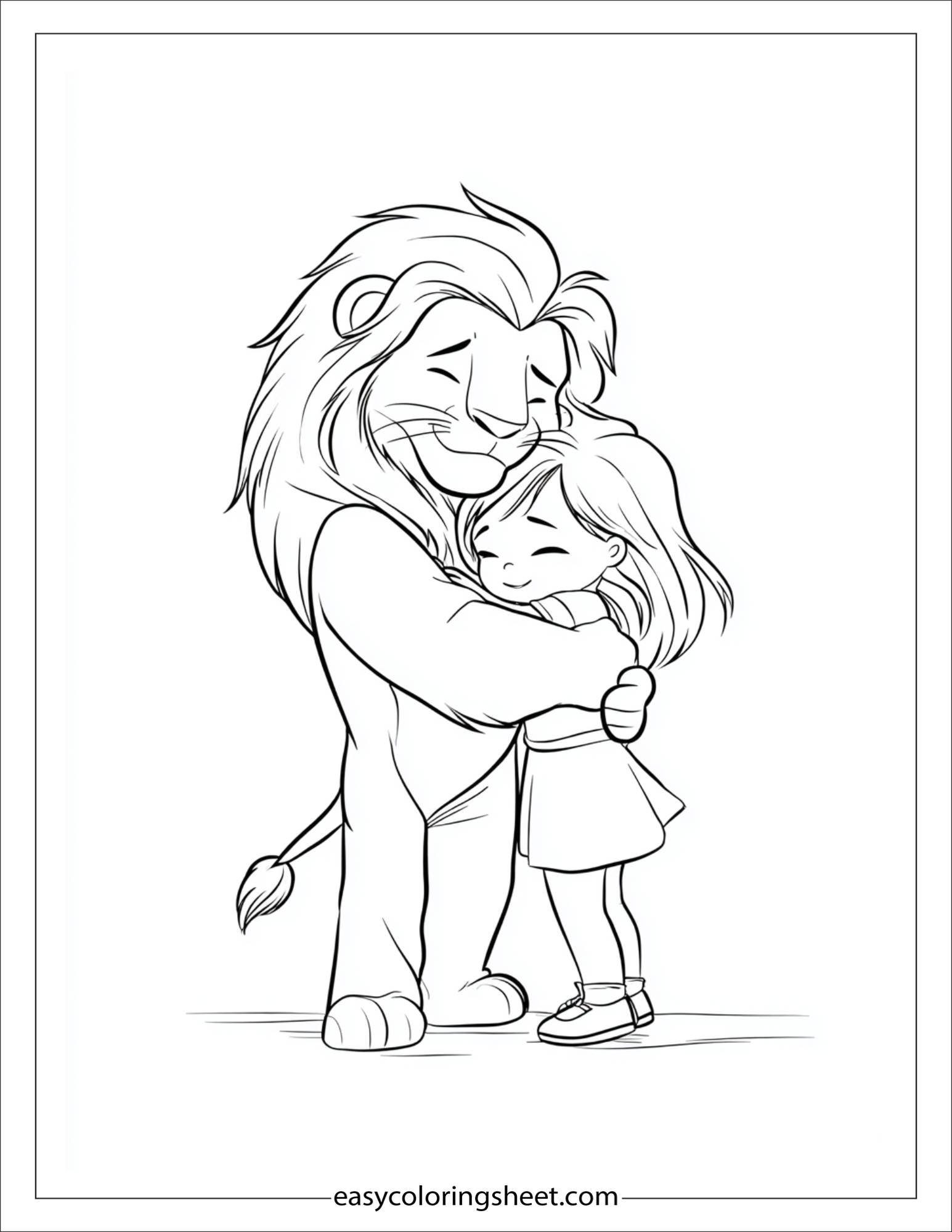 The Brave Lion hugging a friend