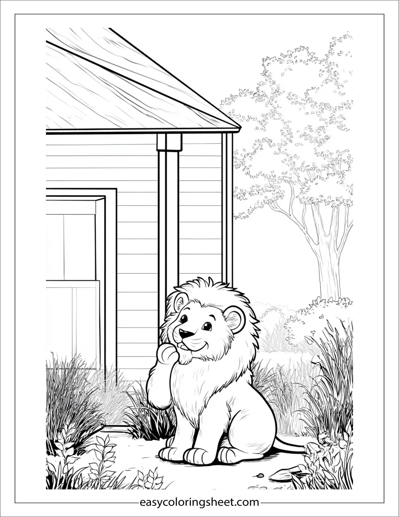 The Brave Lion licking paw