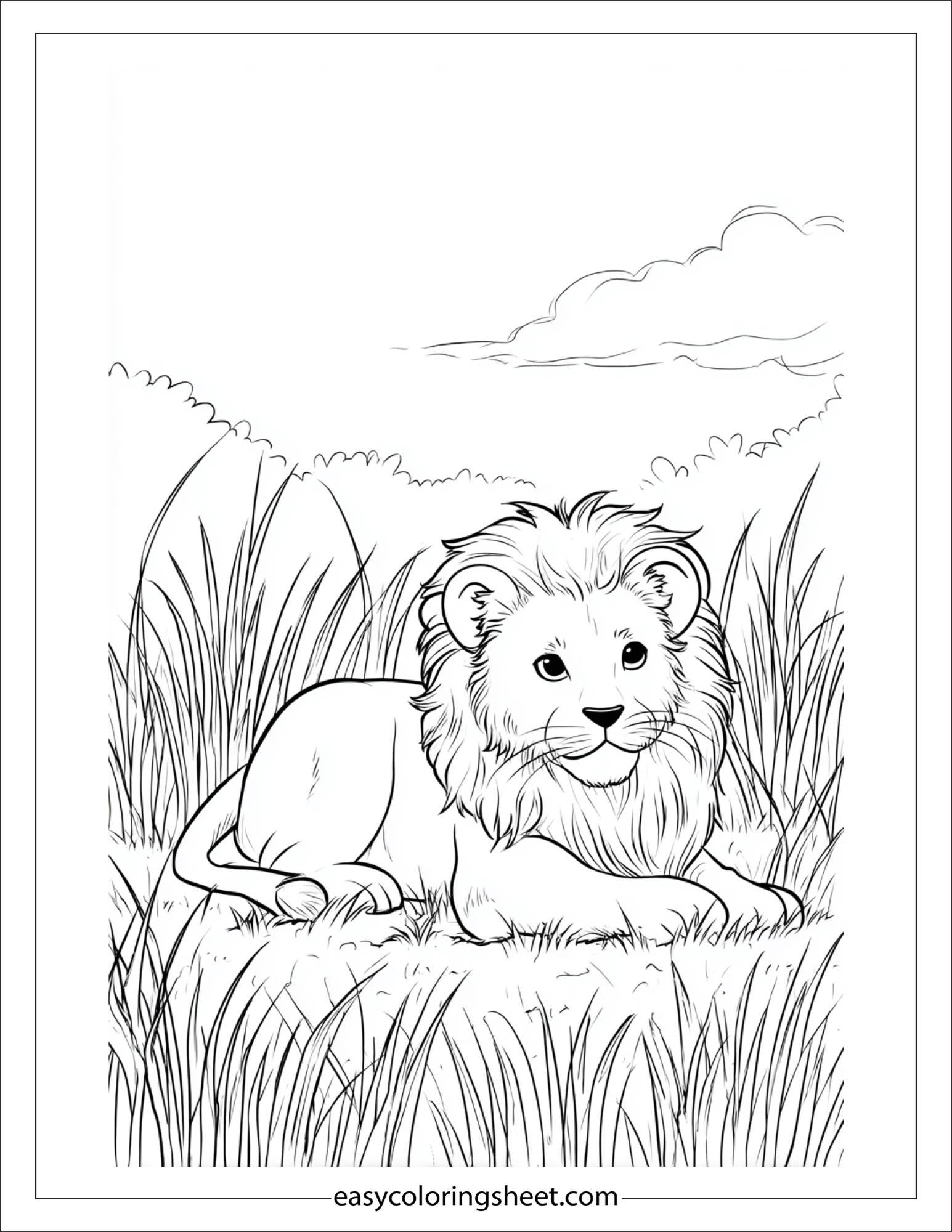 The Brave Lion rolling in grass