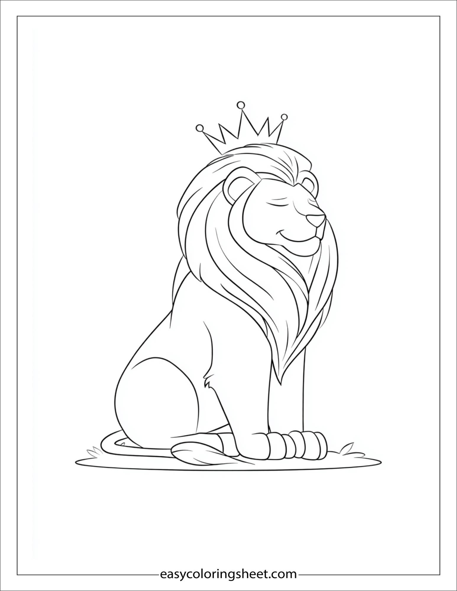 The Brave Lion sitting with crown