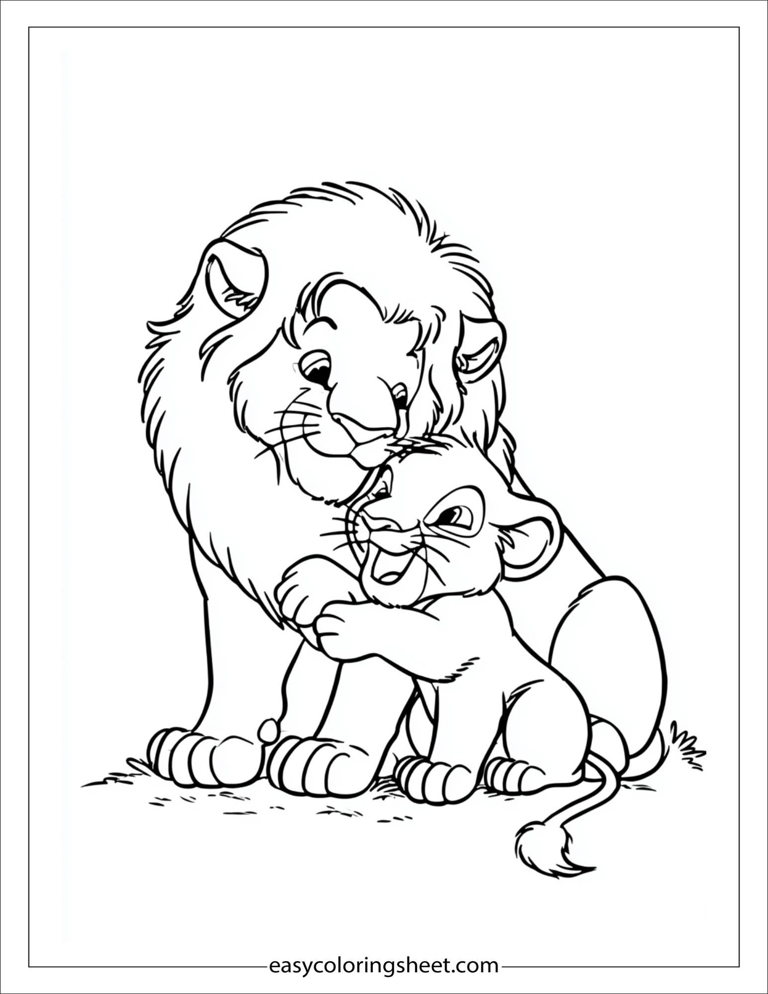 The Brave Lion tickling cub