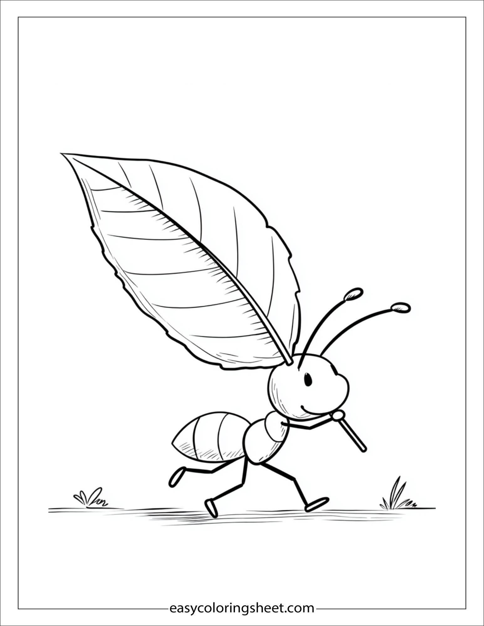 The Busy Ant carrying leaf