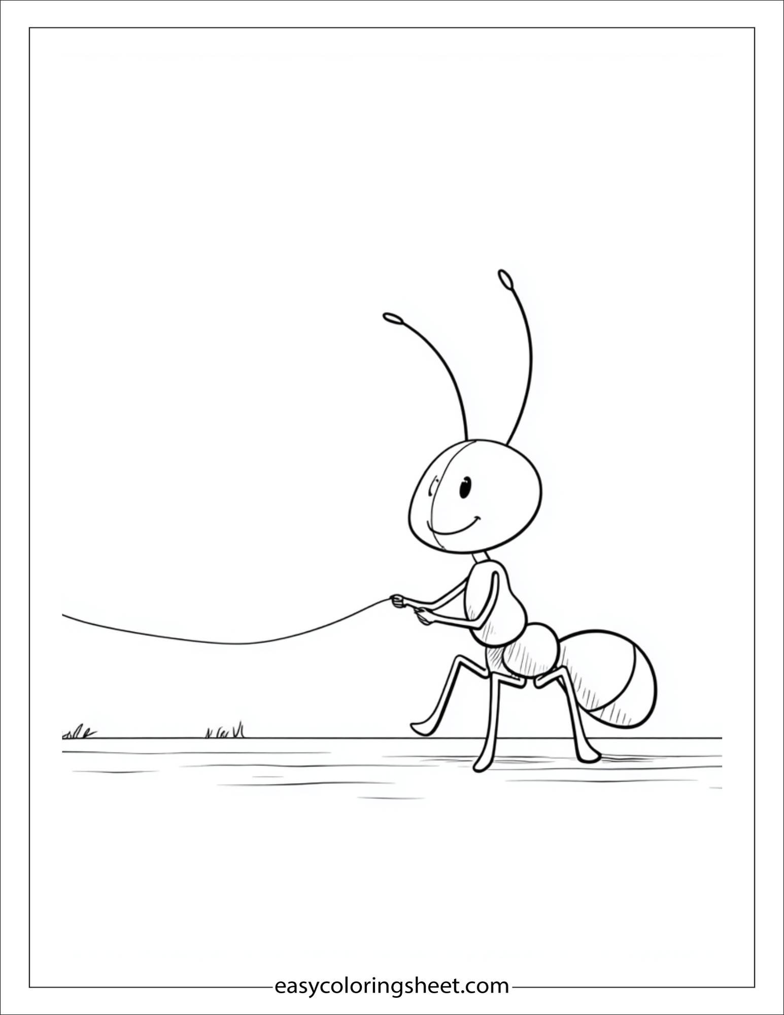 The Busy Ant pulling thread