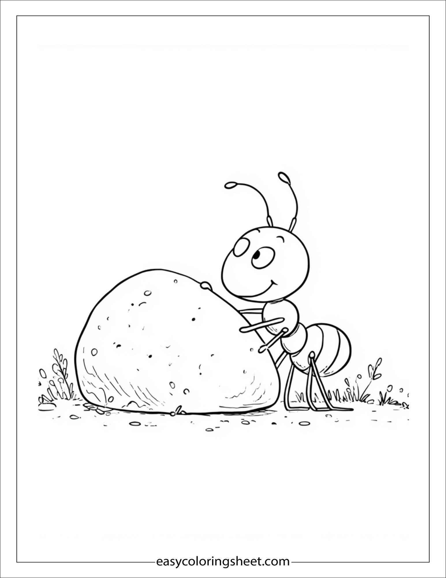 The Busy Ant rolling pebble