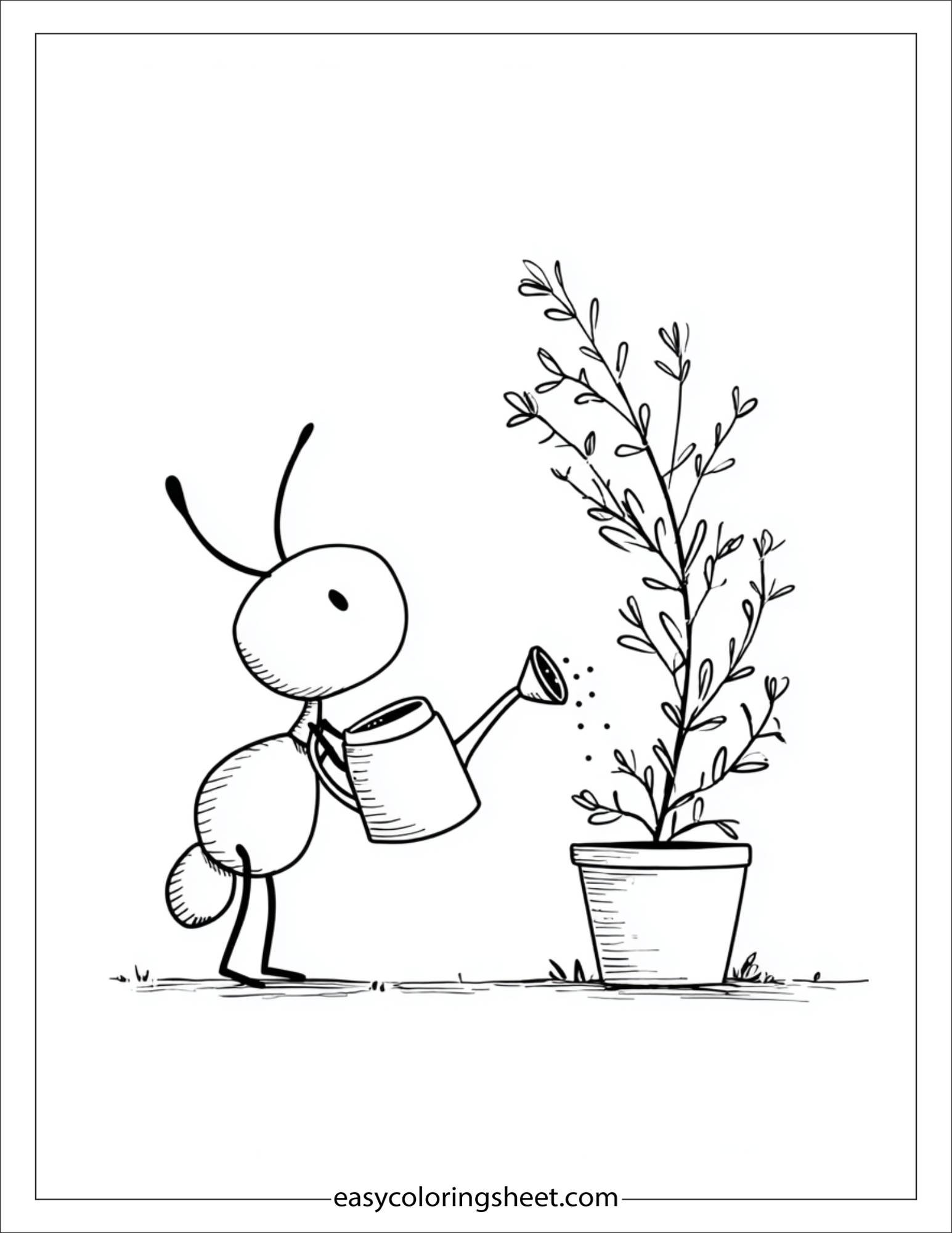 The Busy Ant watering plant