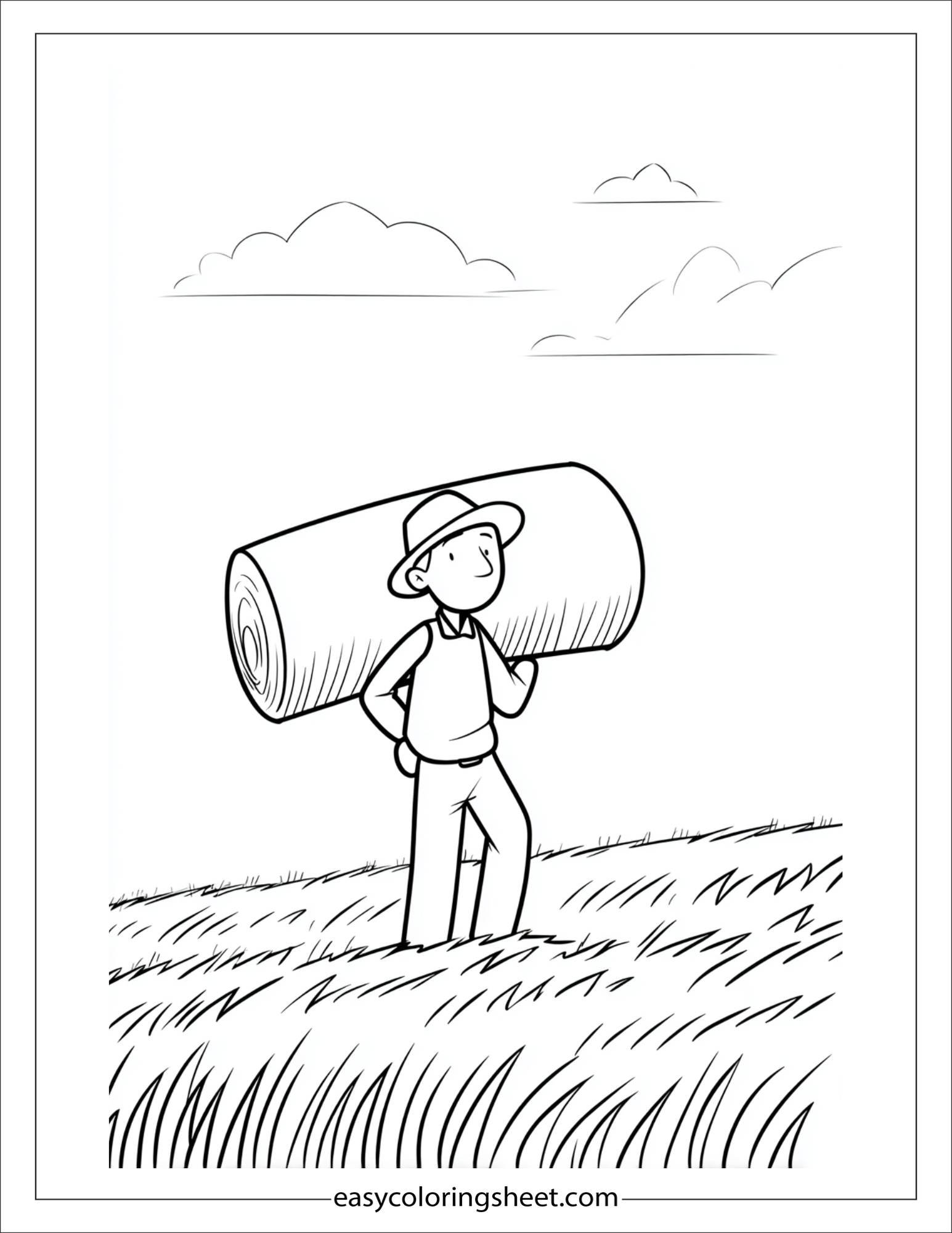 The Farmer carrying hay bale