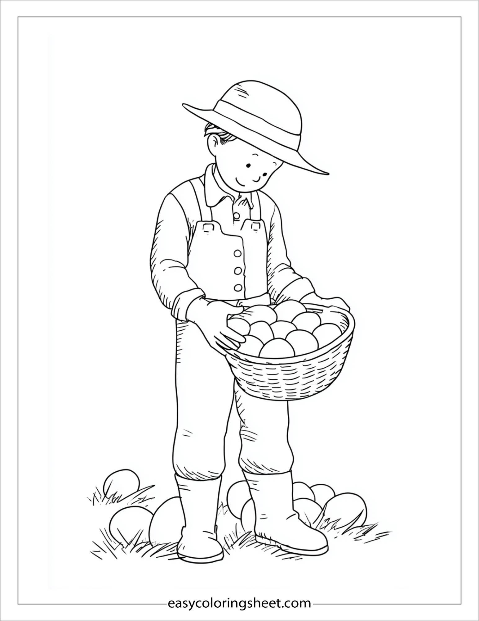 The Farmer collecting eggs