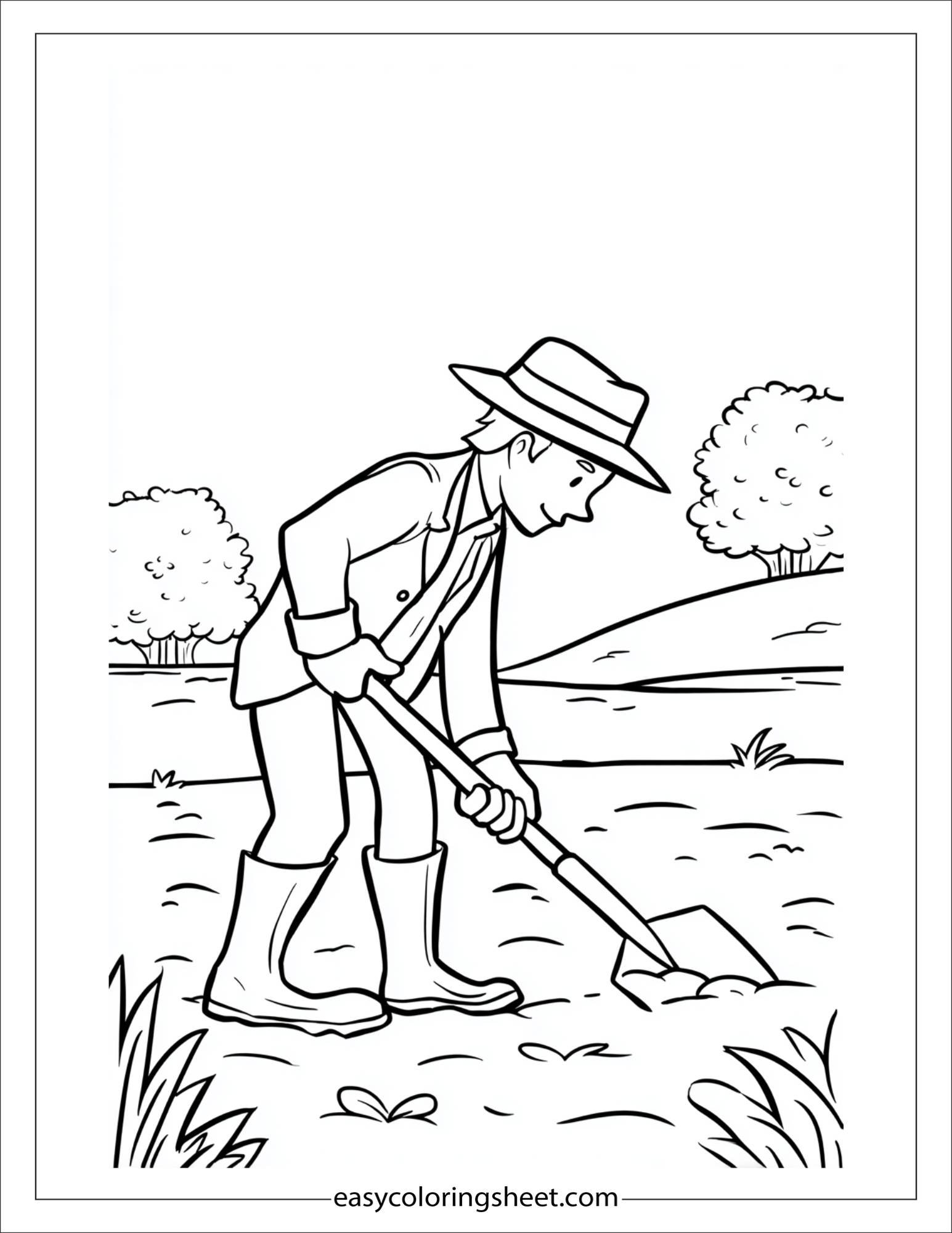 The Farmer digging with spade