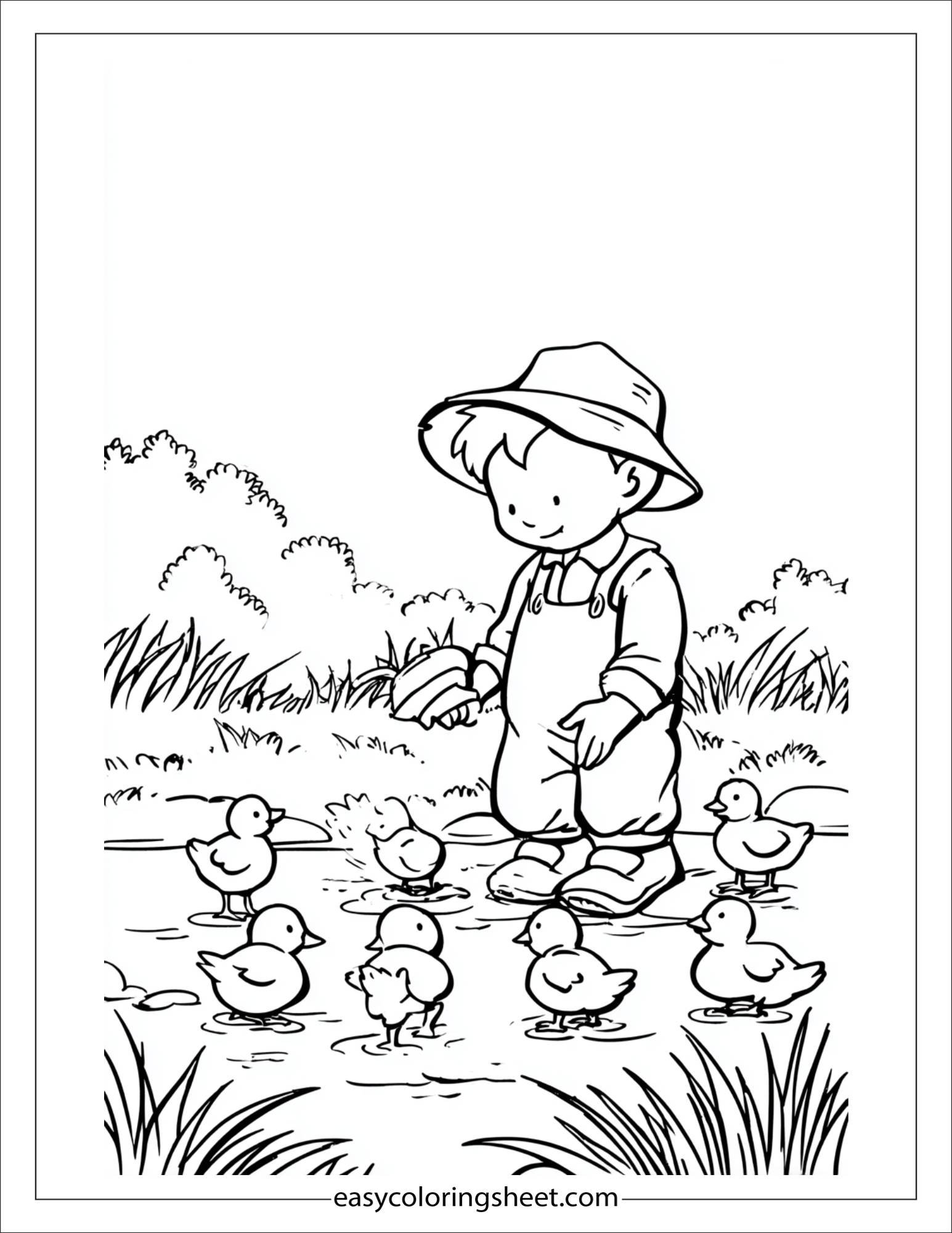 The Farmer feeding ducklings
