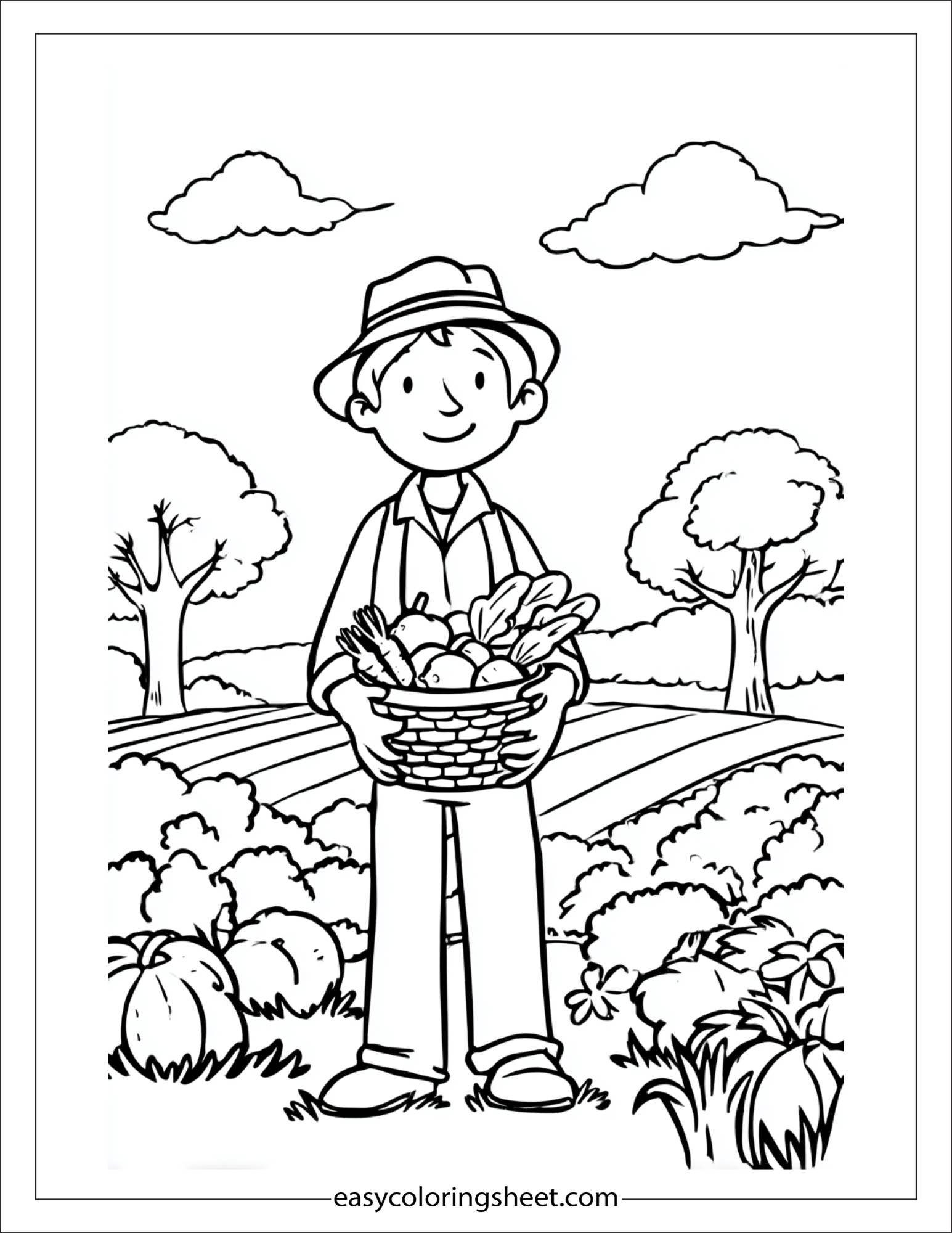 The Farmer holding a basket of veggies
