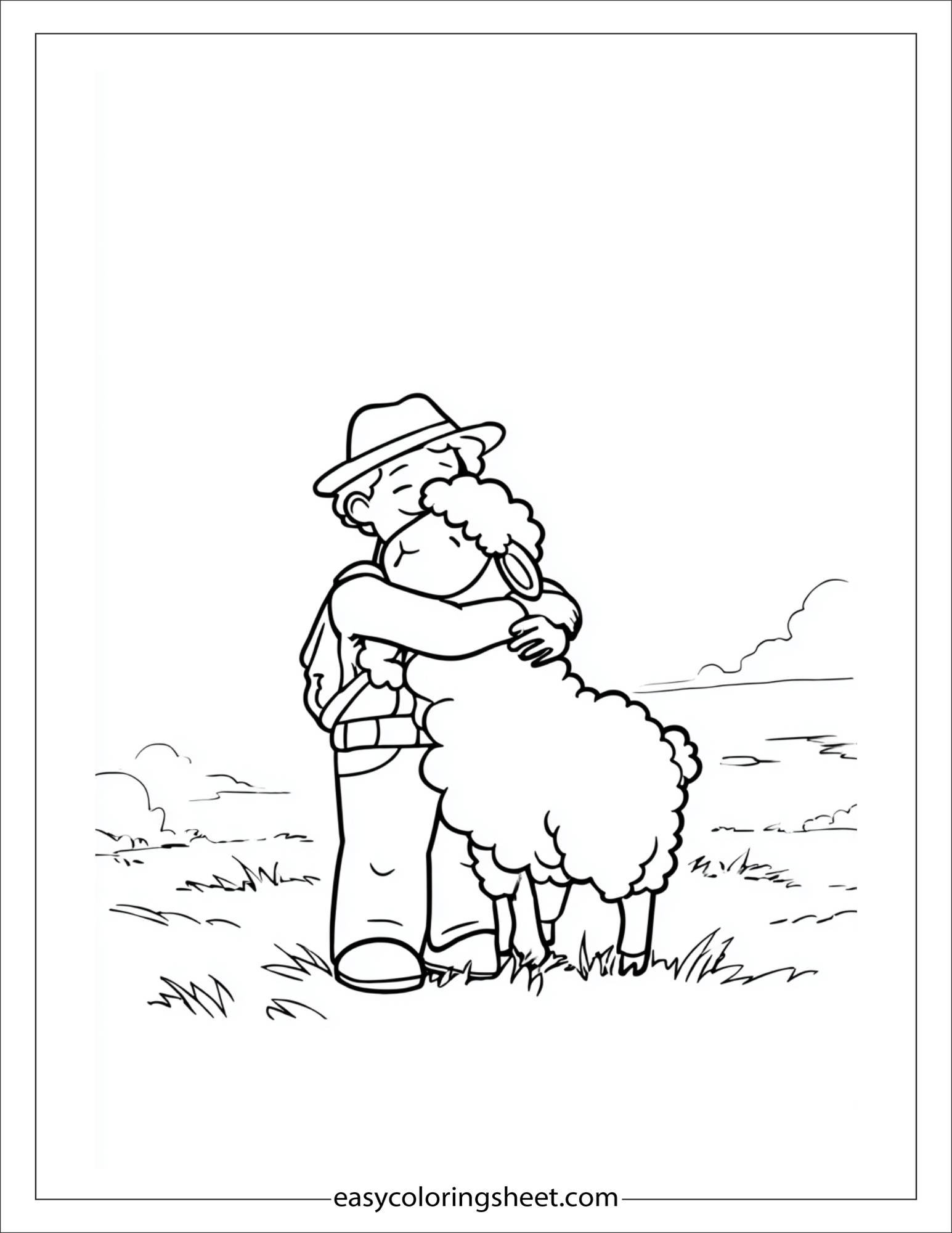 The Farmer hugging a sheep