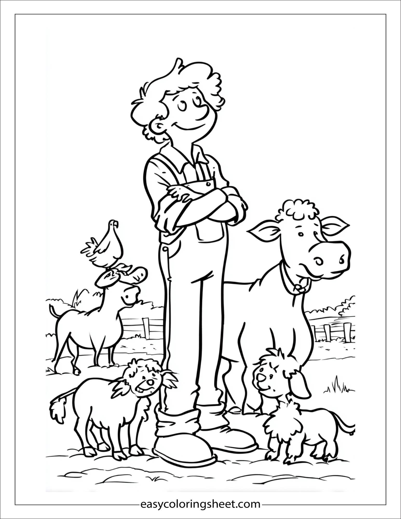 The Farmer laughing with animals