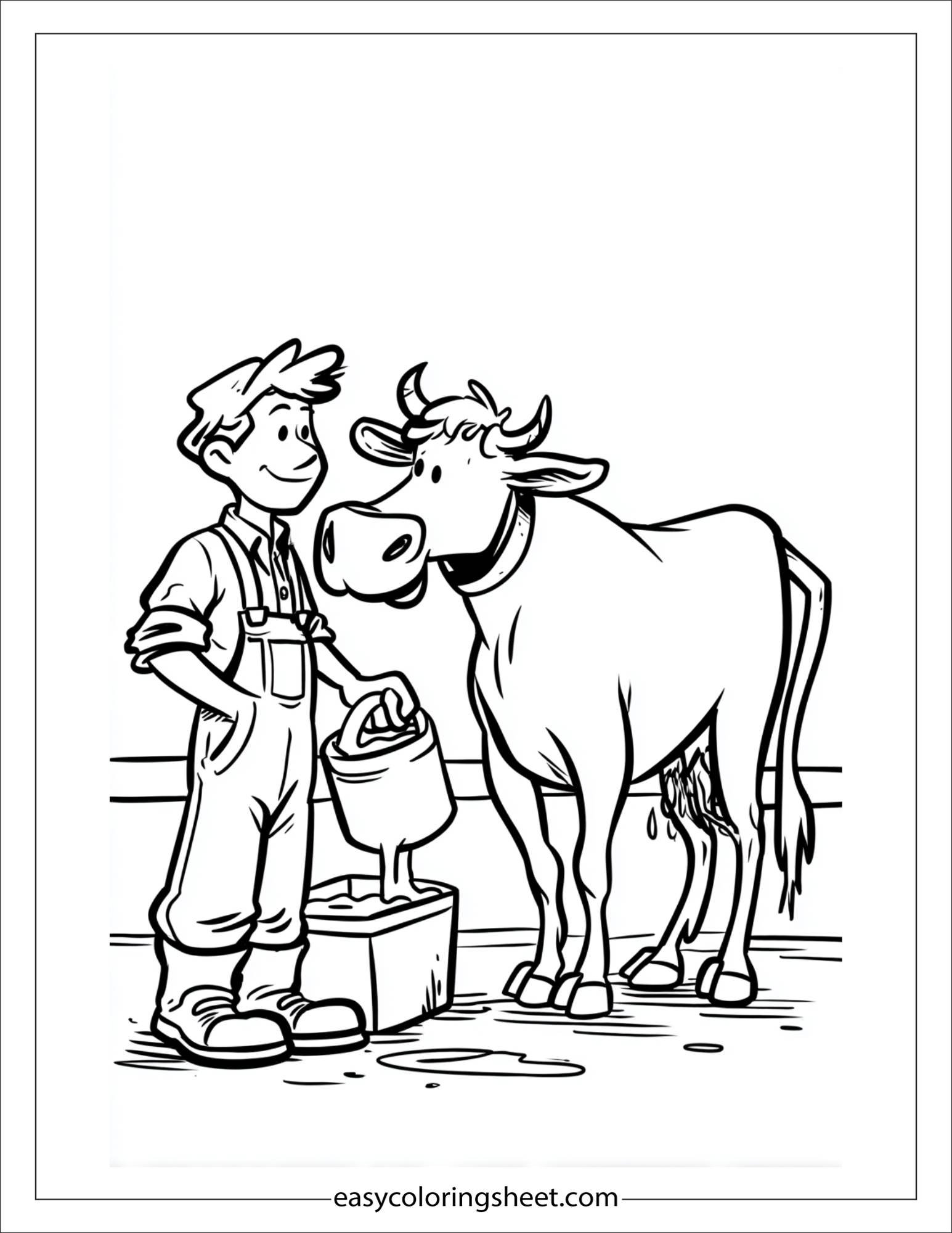 The Farmer milking a cow
