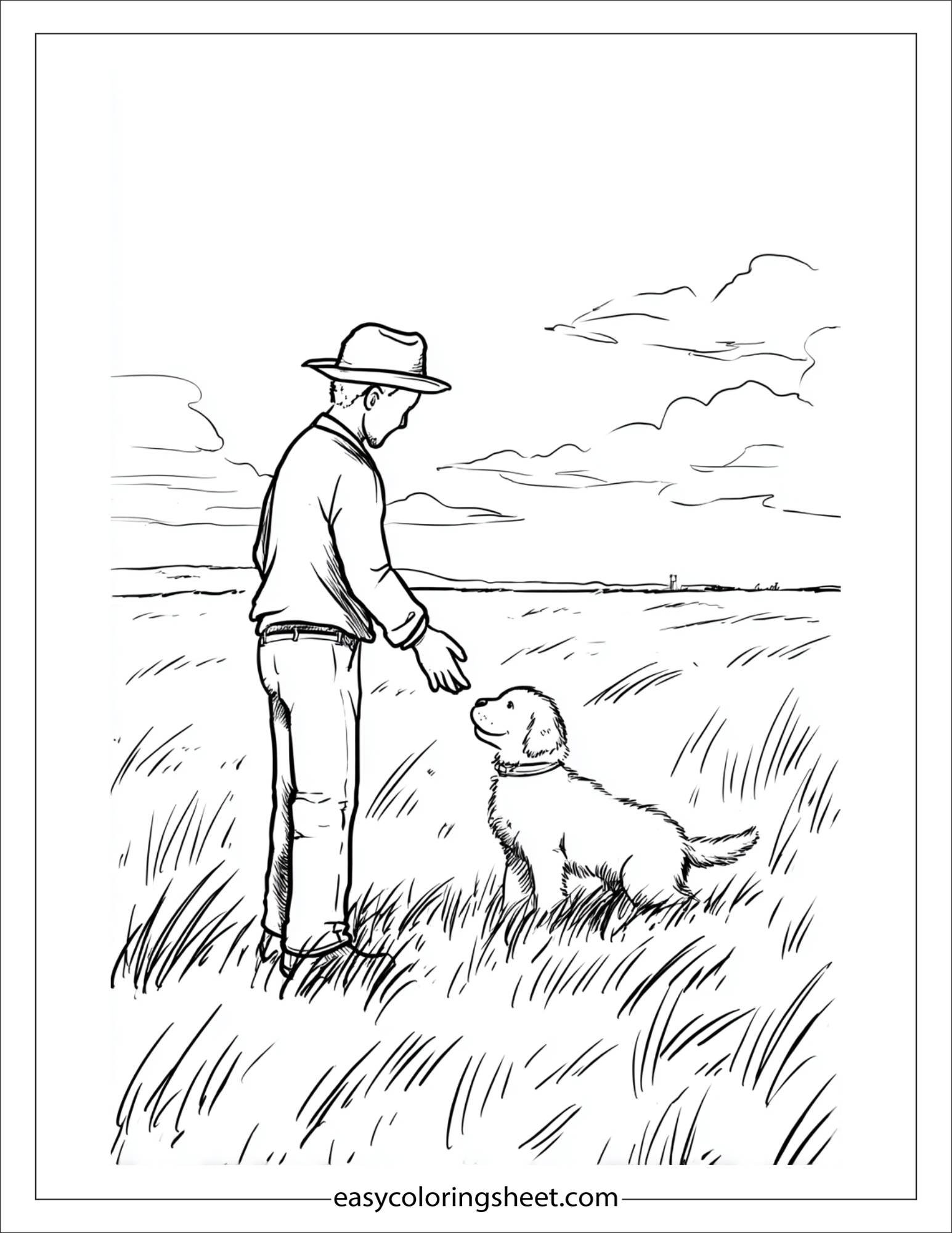 The Farmer petting a dog