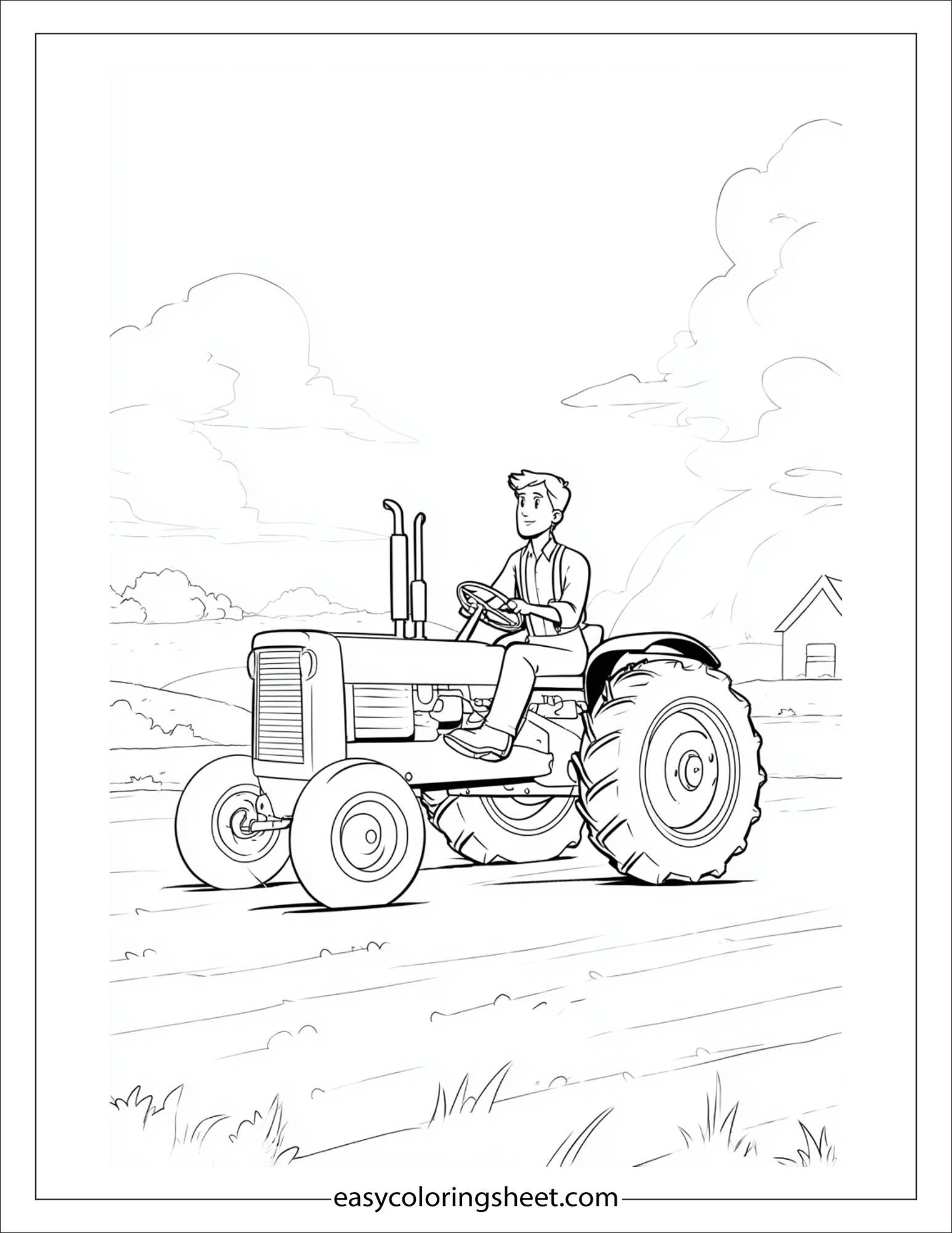 The Farmer riding a tractor