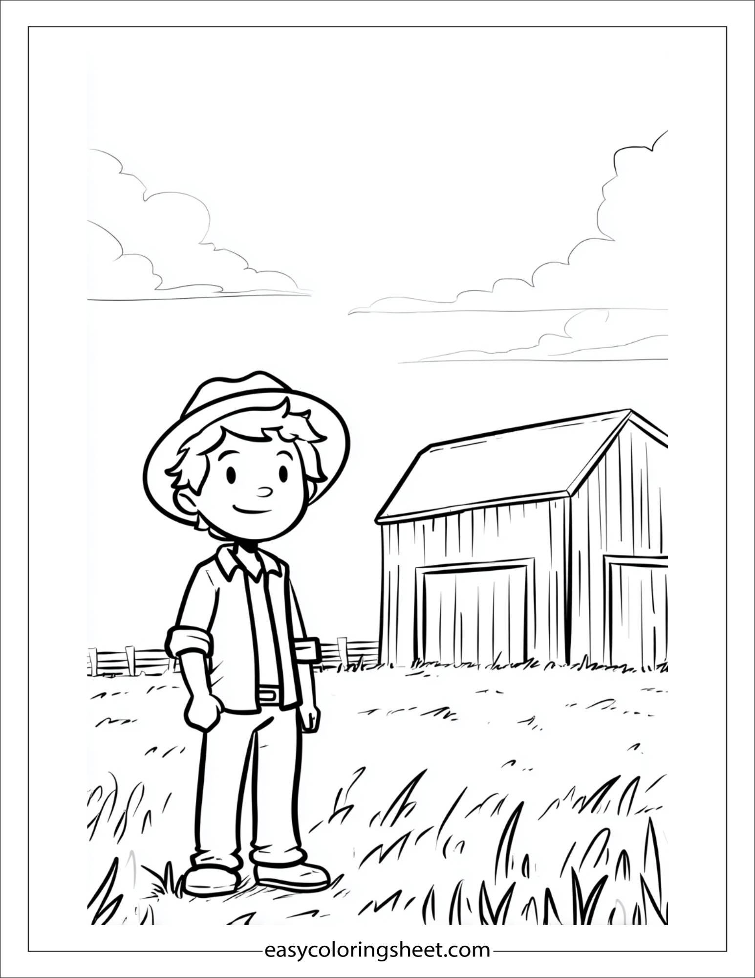 The Farmer smiling beside barn