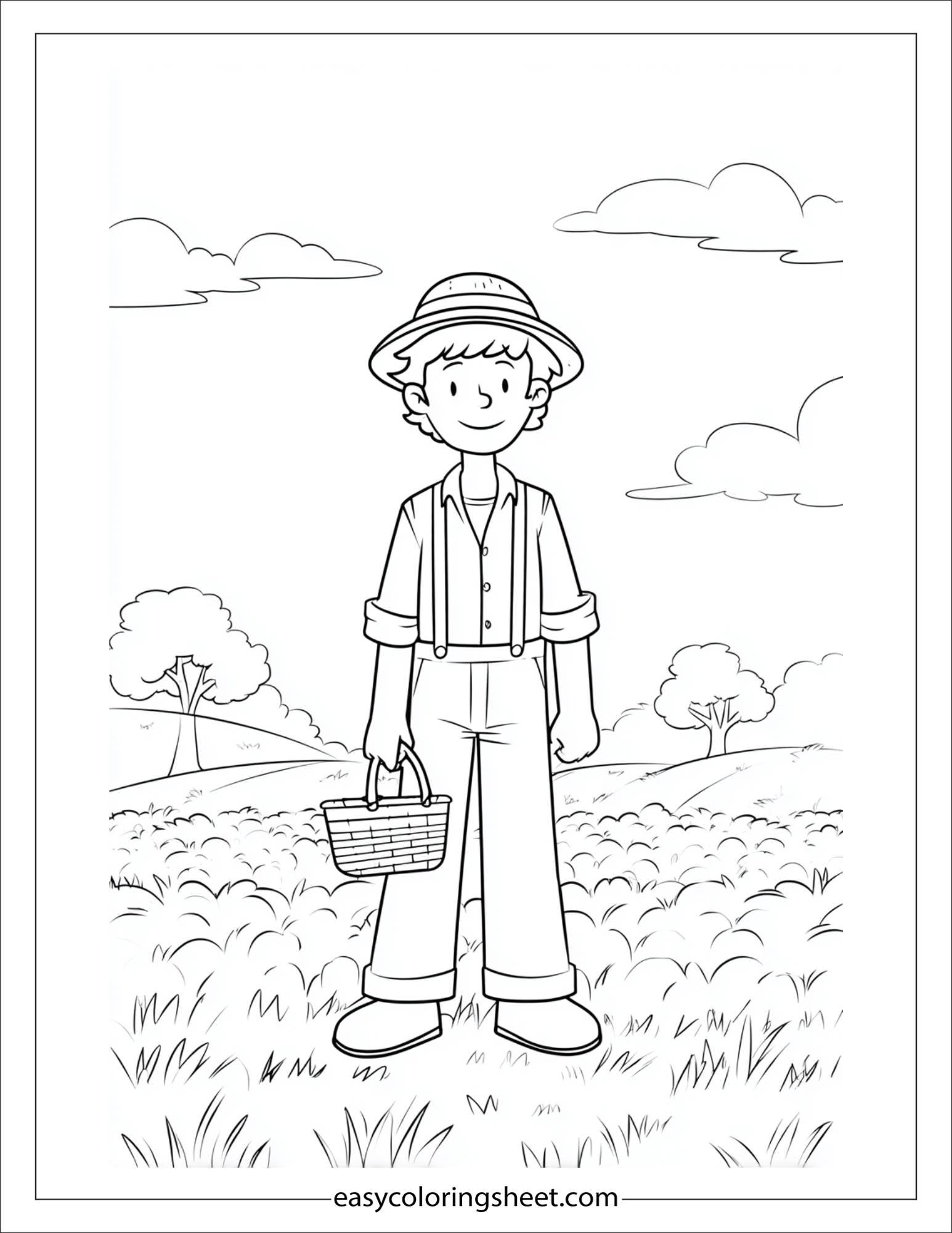 The Farmer smiling with basket