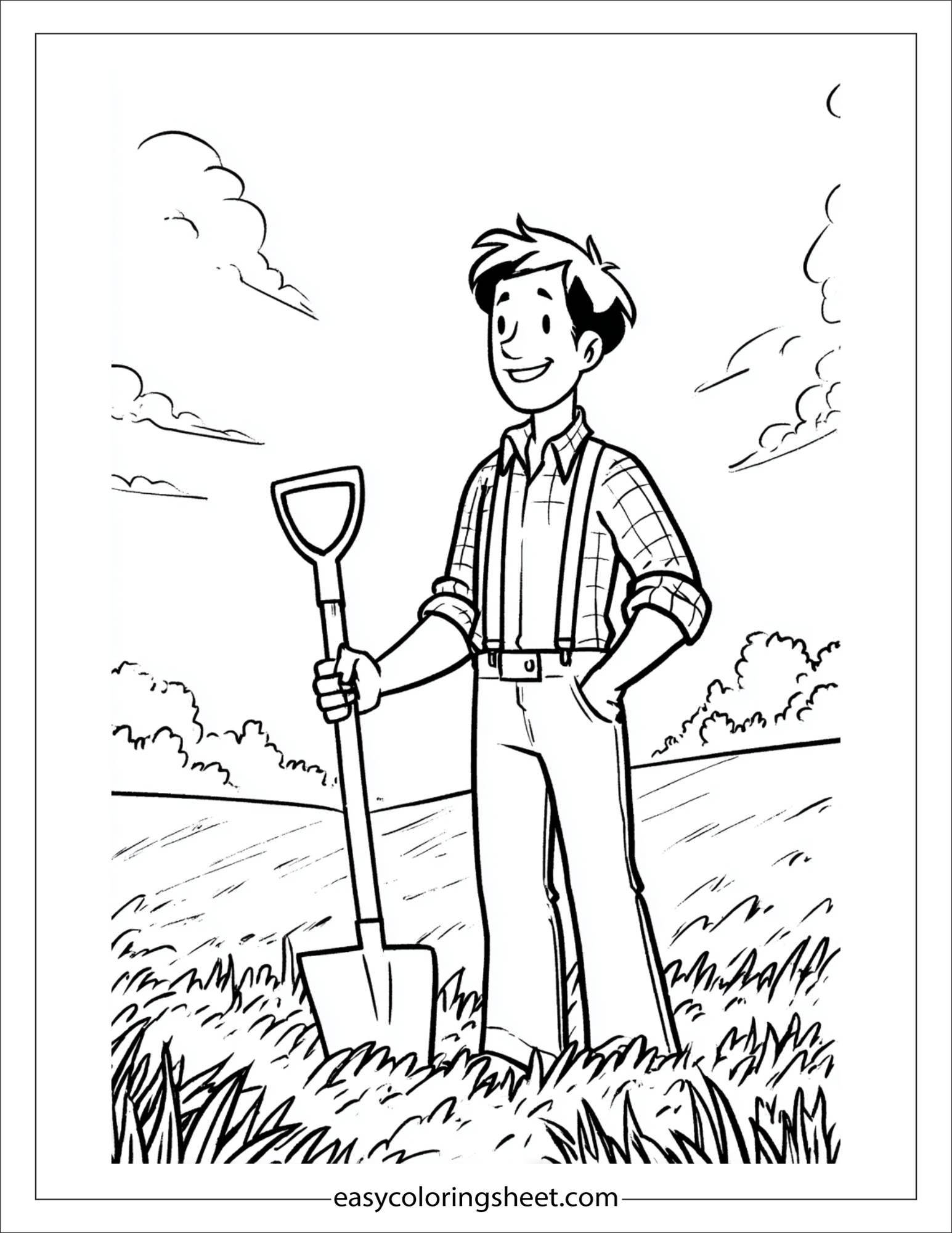 The Farmer smiling with shovel