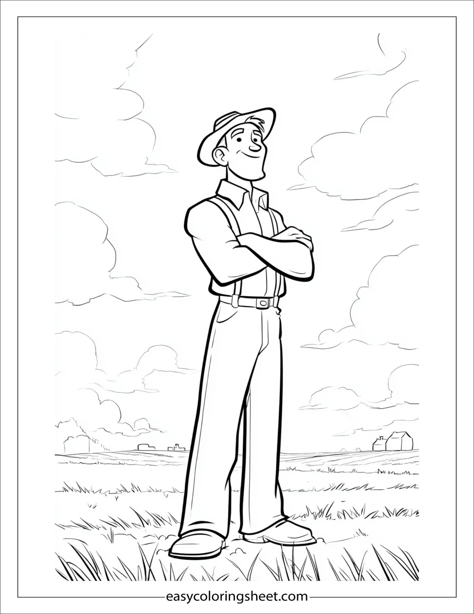 The Farmer standing proudly on field