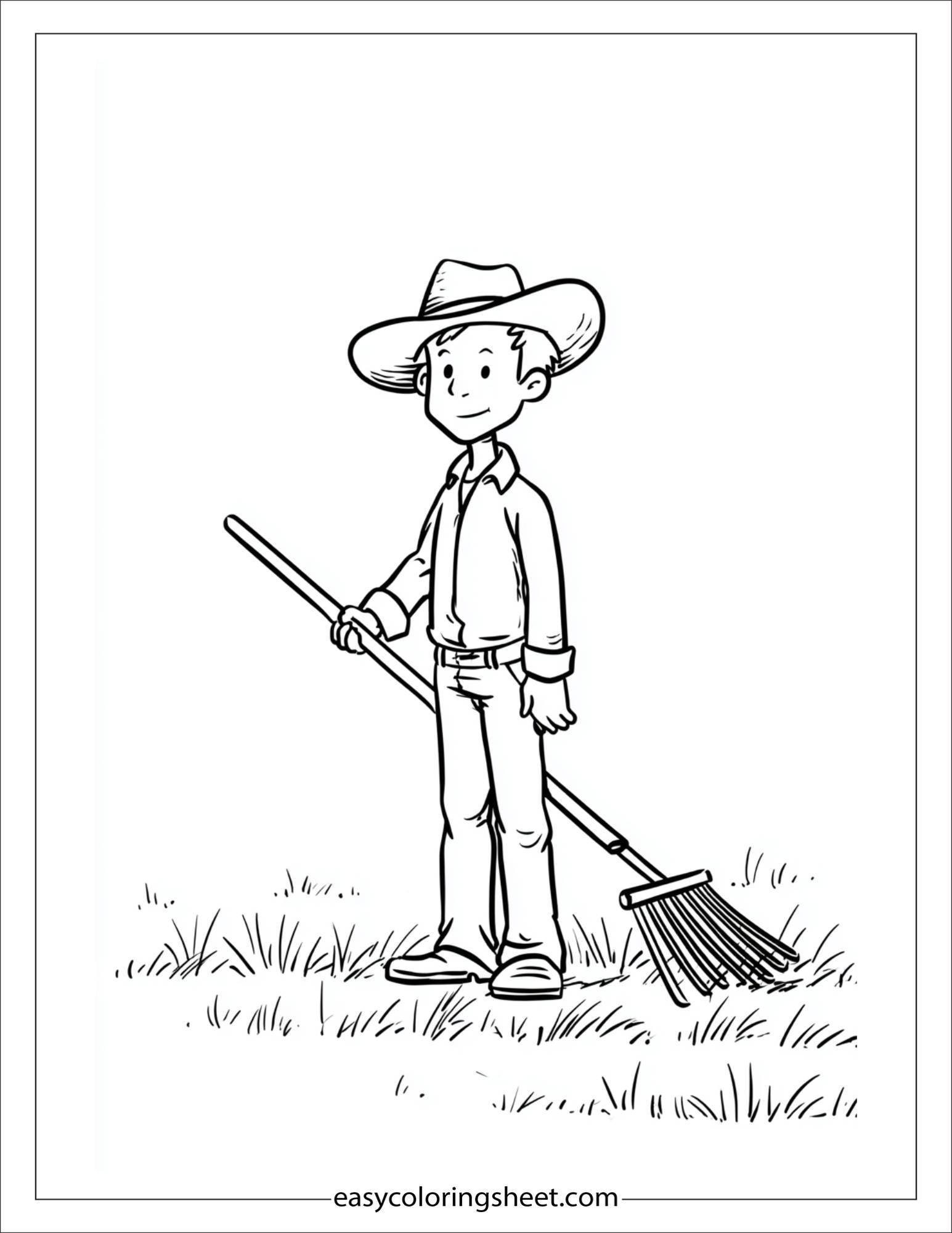 The Farmer standing with rake