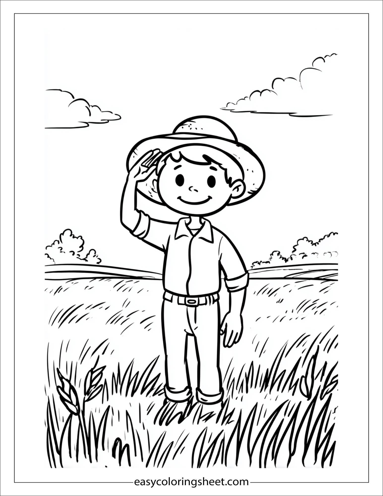 The Farmer tipping hat happily