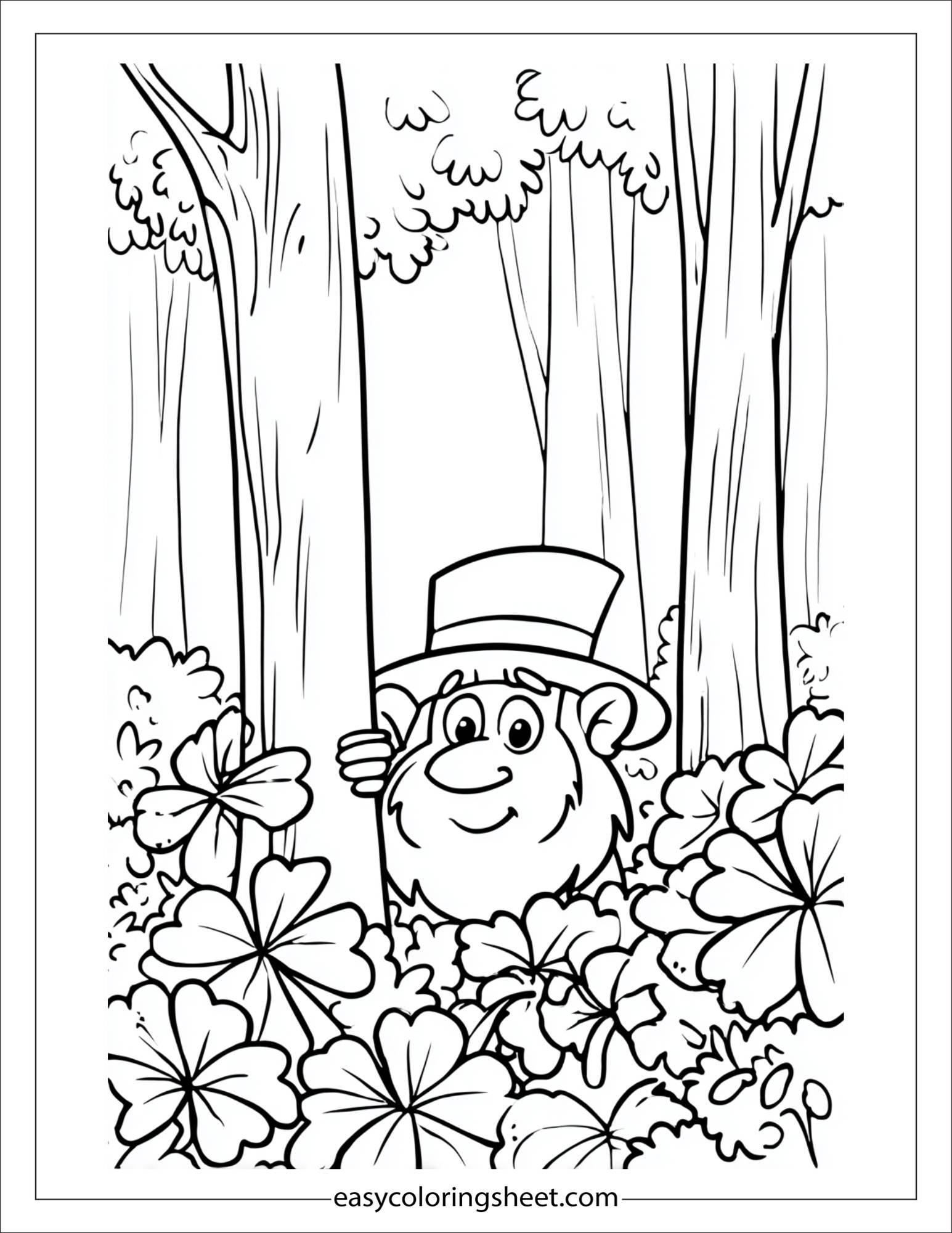 The Leprechaun peeking from behind clover