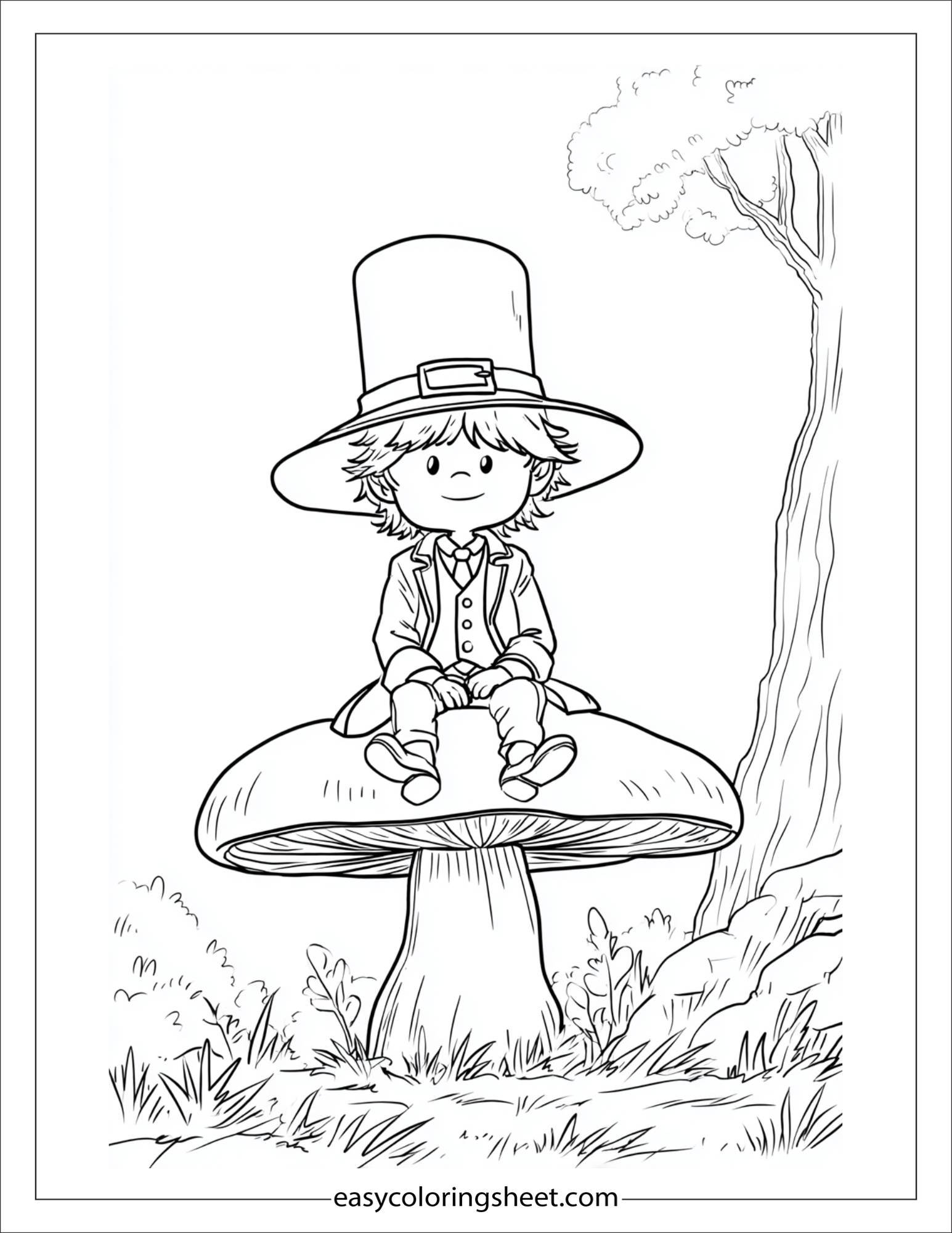 The Leprechaun sitting on a mushroom