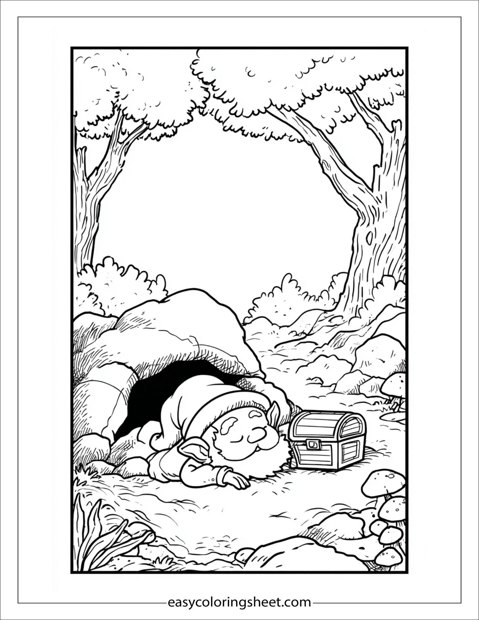 The Leprechaun sleeping with treasure