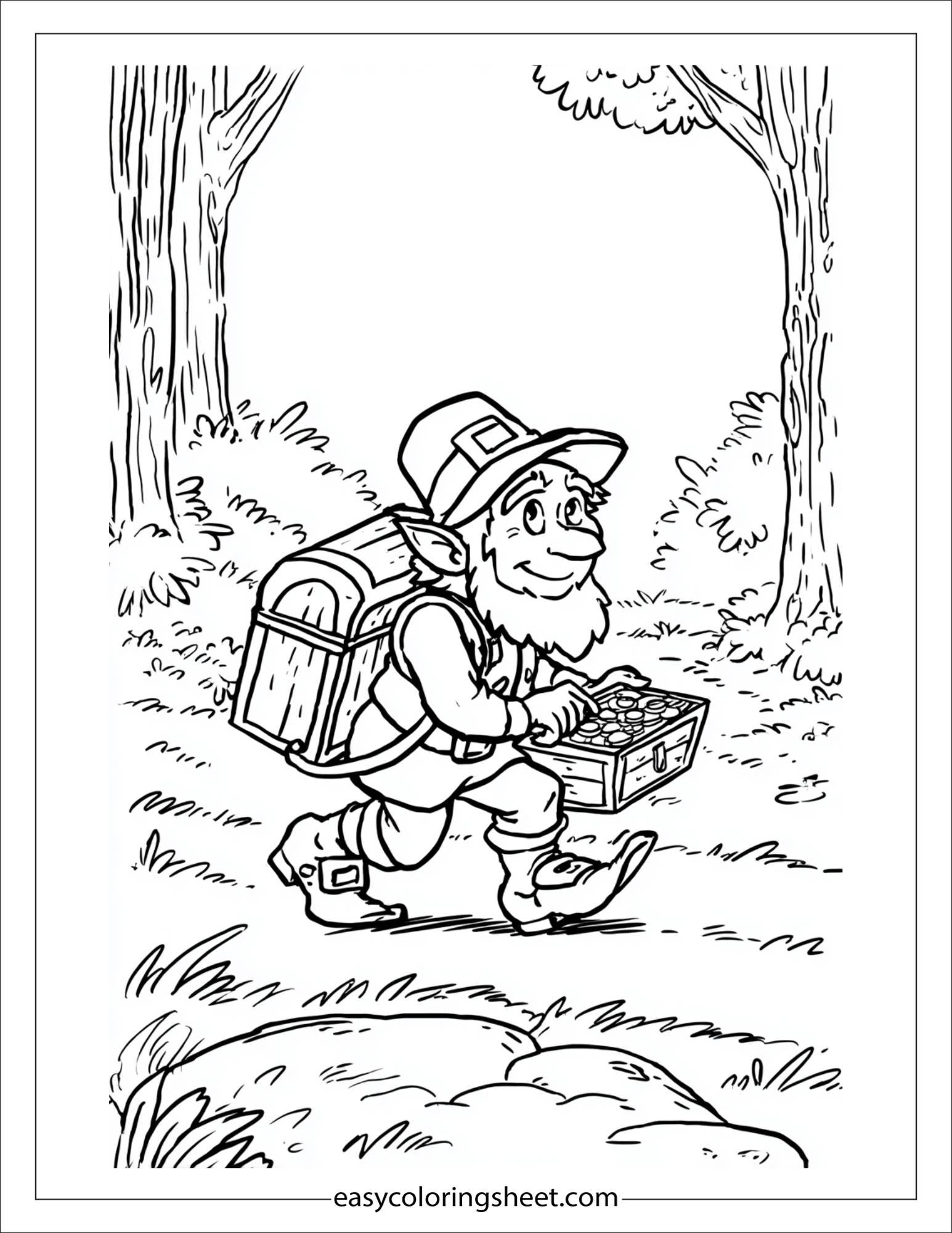 The Leprechaun sneaking with treasure