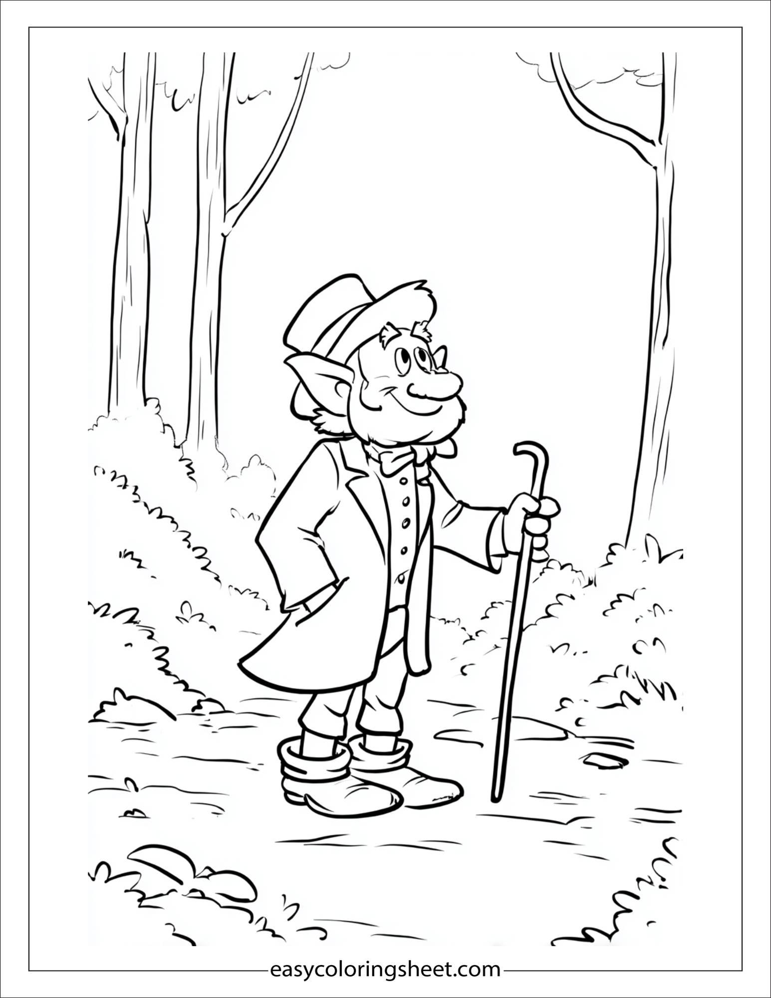 The Leprechaun walking with cane