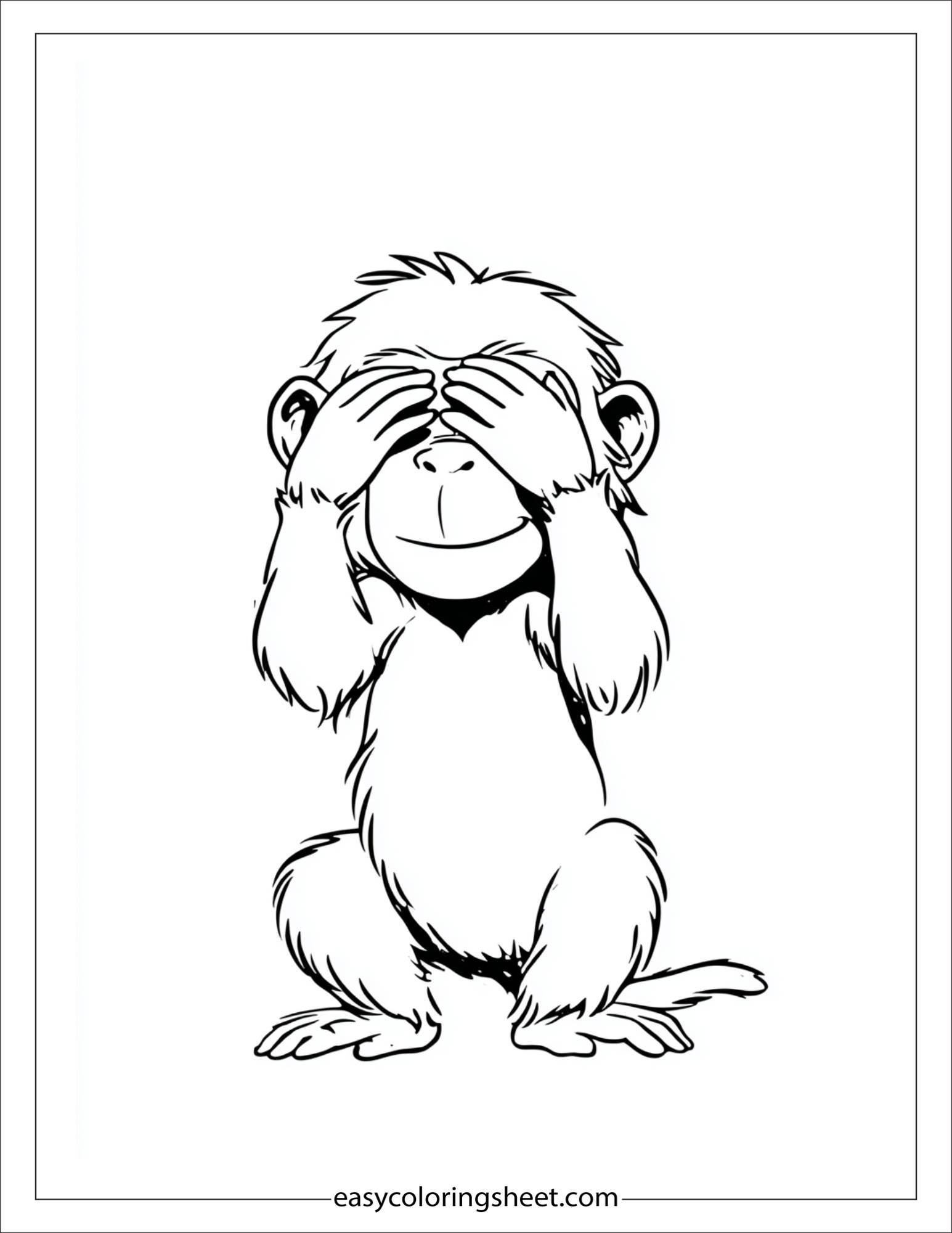 The Mischievous Monkey covering eyes