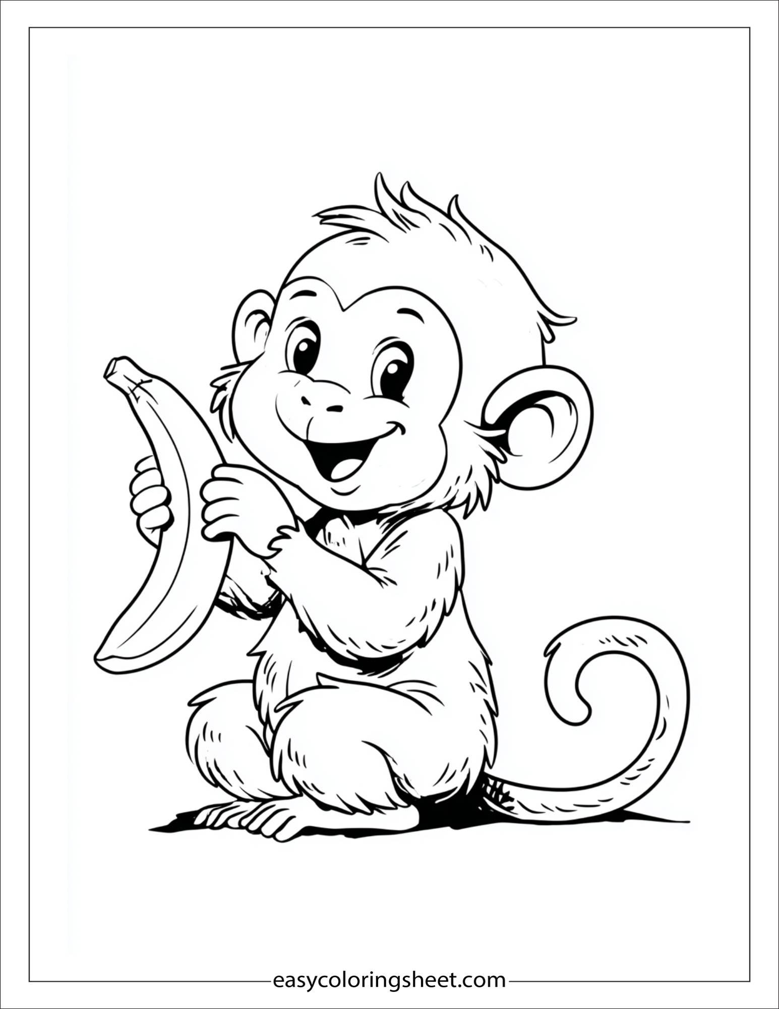 The Mischievous Monkey eating banana