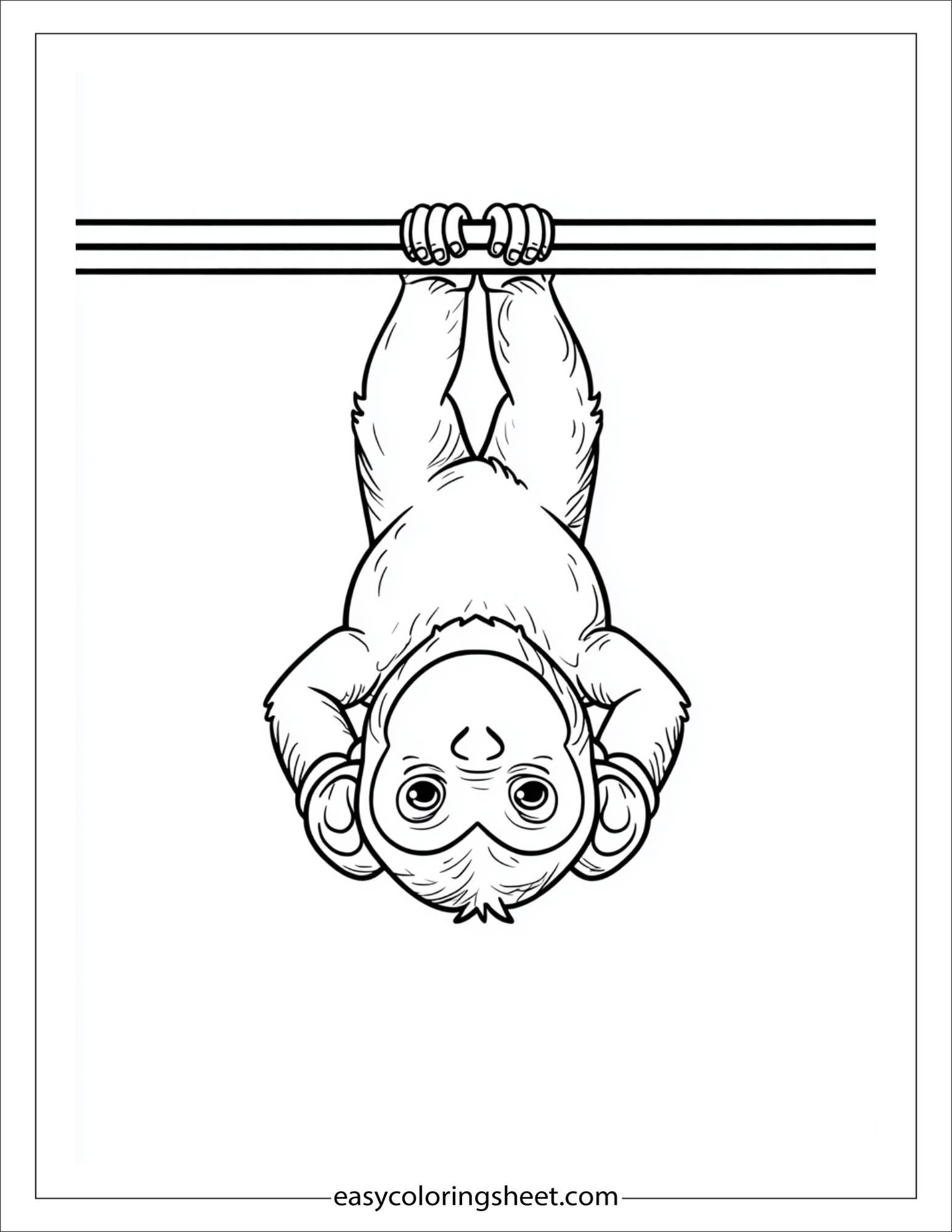 The Mischievous Monkey hanging upside down