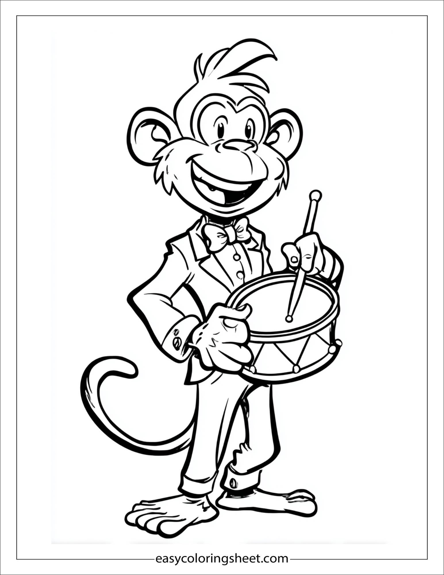 The Mischievous Monkey holding toy drum