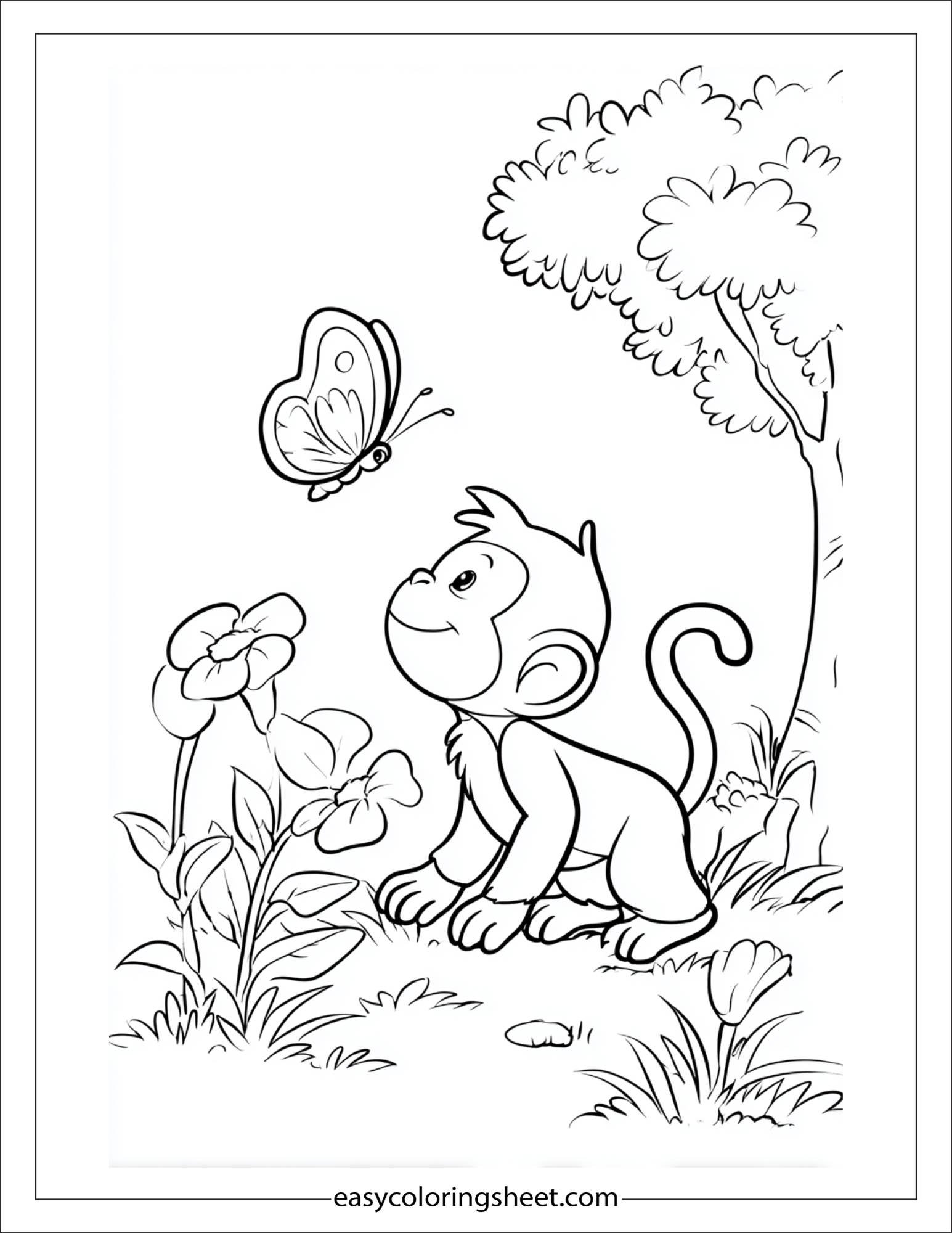 The Mischievous Monkey playing with butterfly