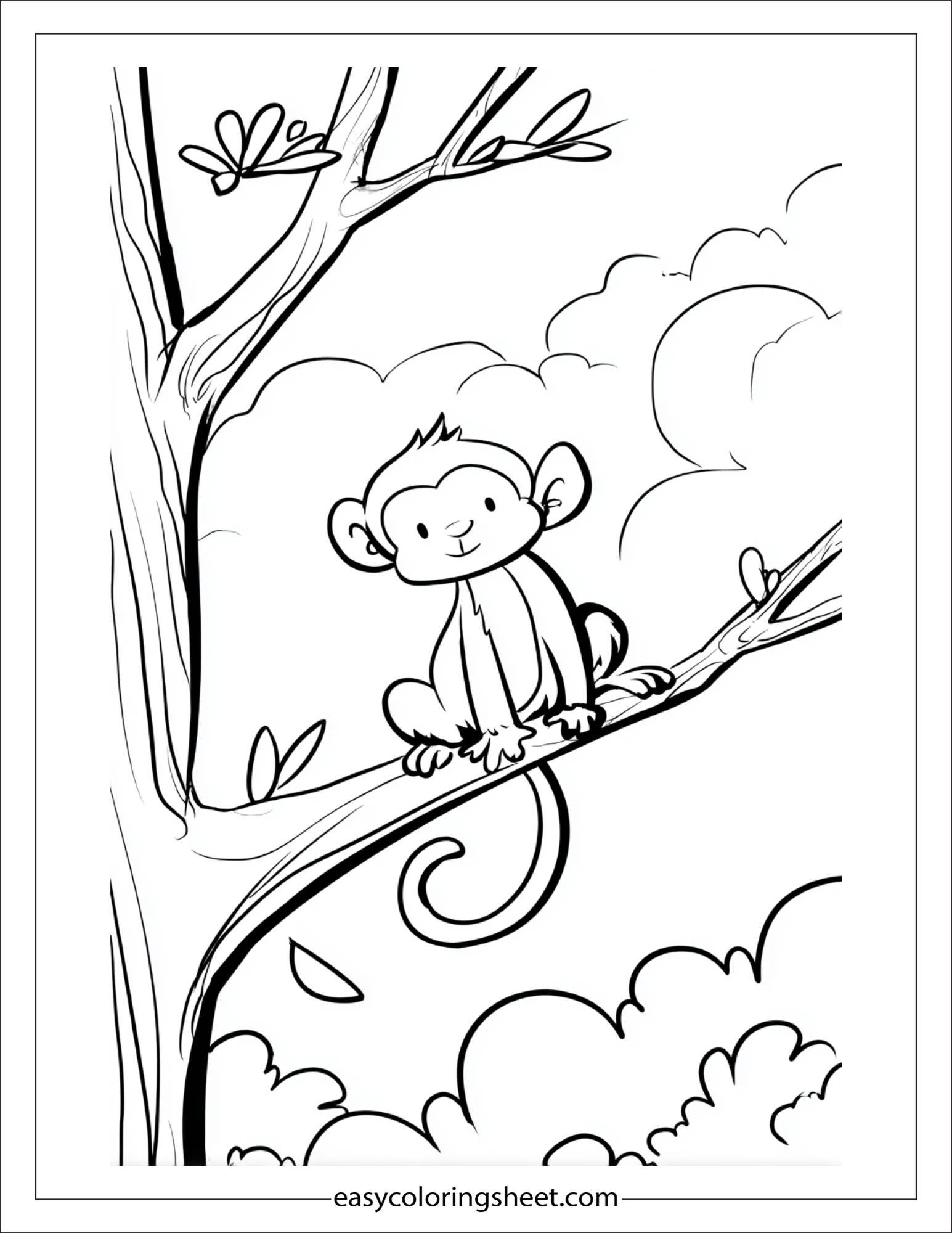 The Mischievous Monkey swinging from tree