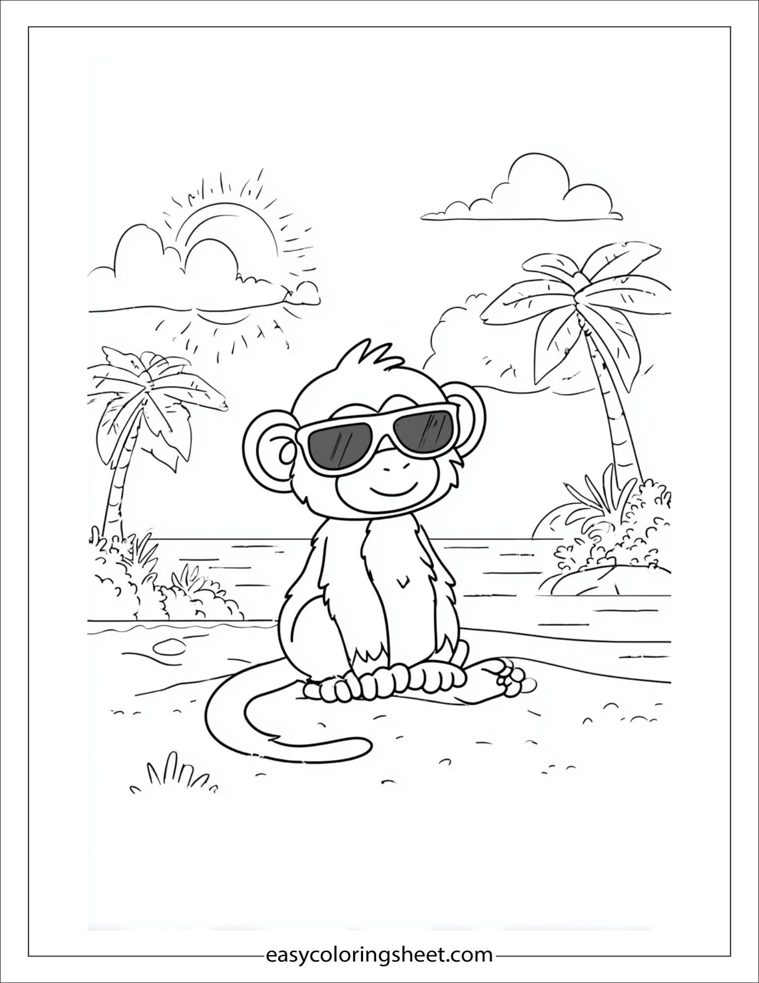 The Mischievous Monkey wearing sunglasses
