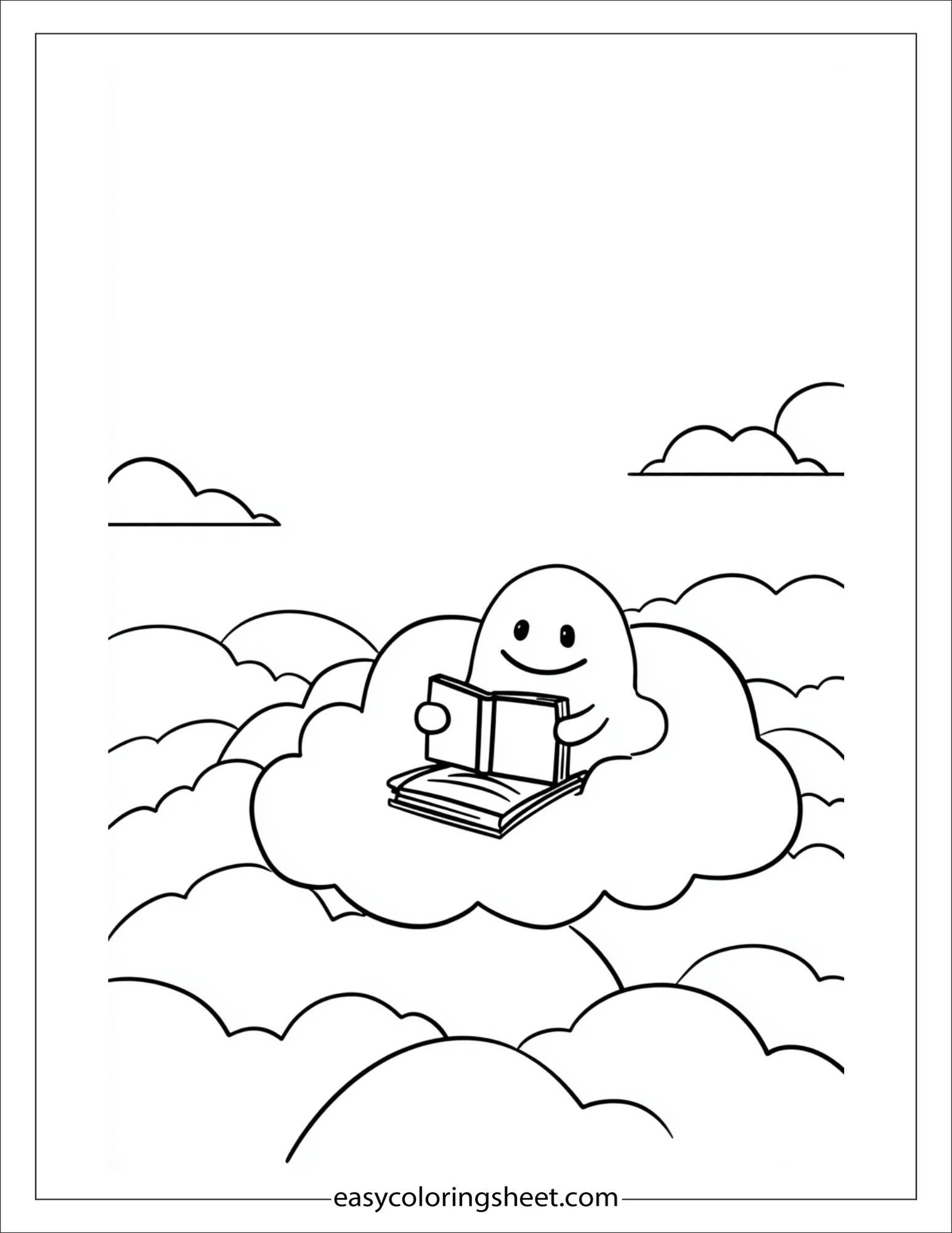 The Rainbow sitting on cloud with book