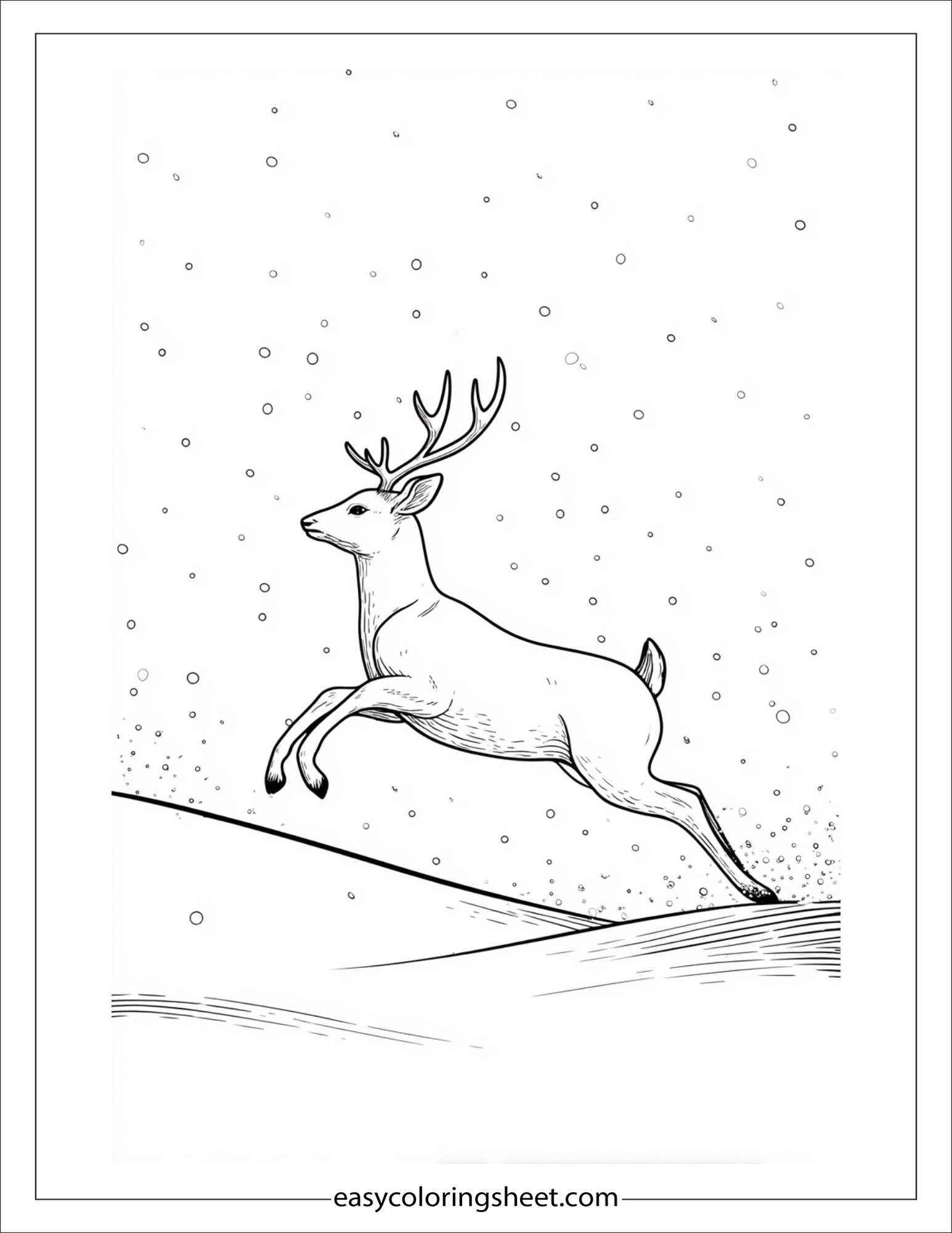 The Reindeer leaping through snow