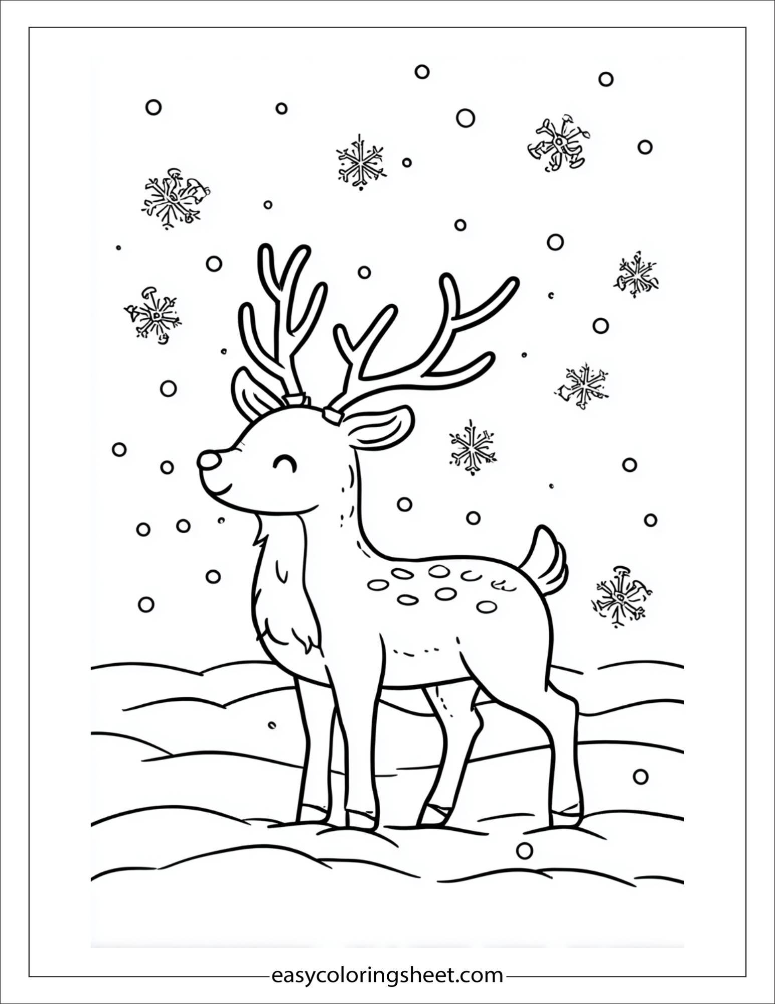 The Reindeer playing with snowflakes