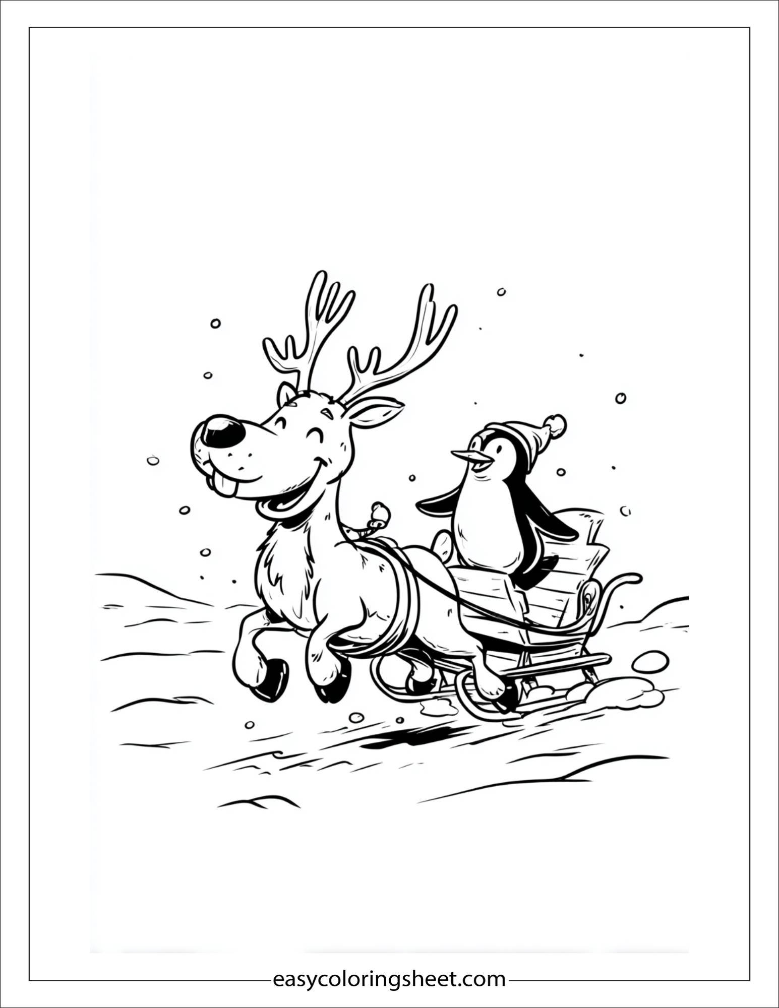 The Reindeer racing with penguin