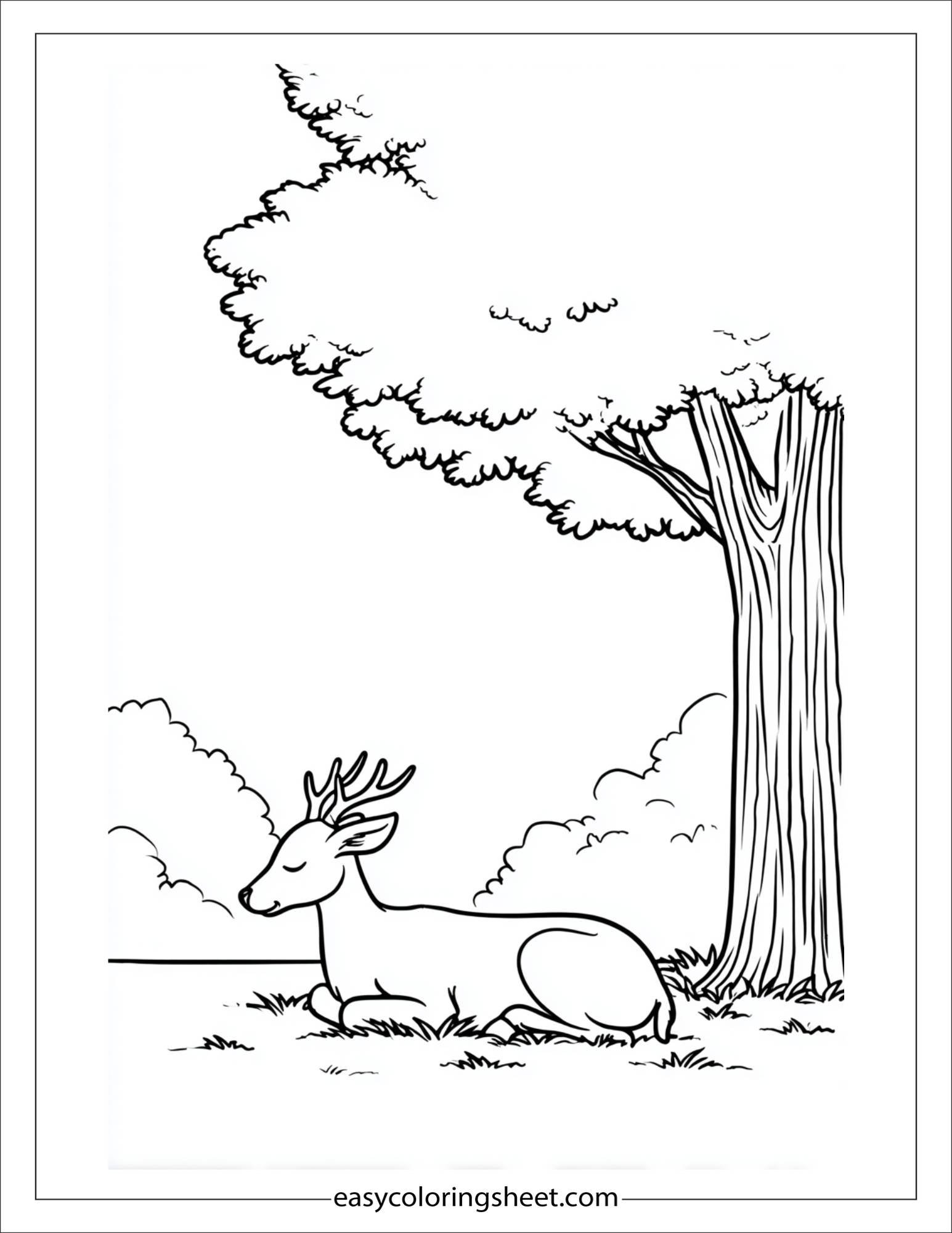 The Reindeer resting under a tree