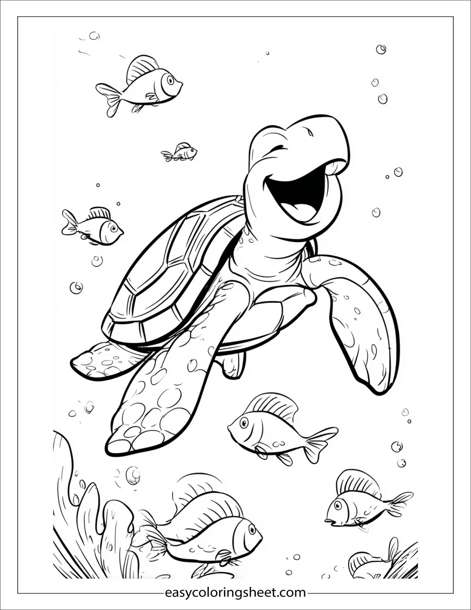 The Sea Turtle laughing with fish